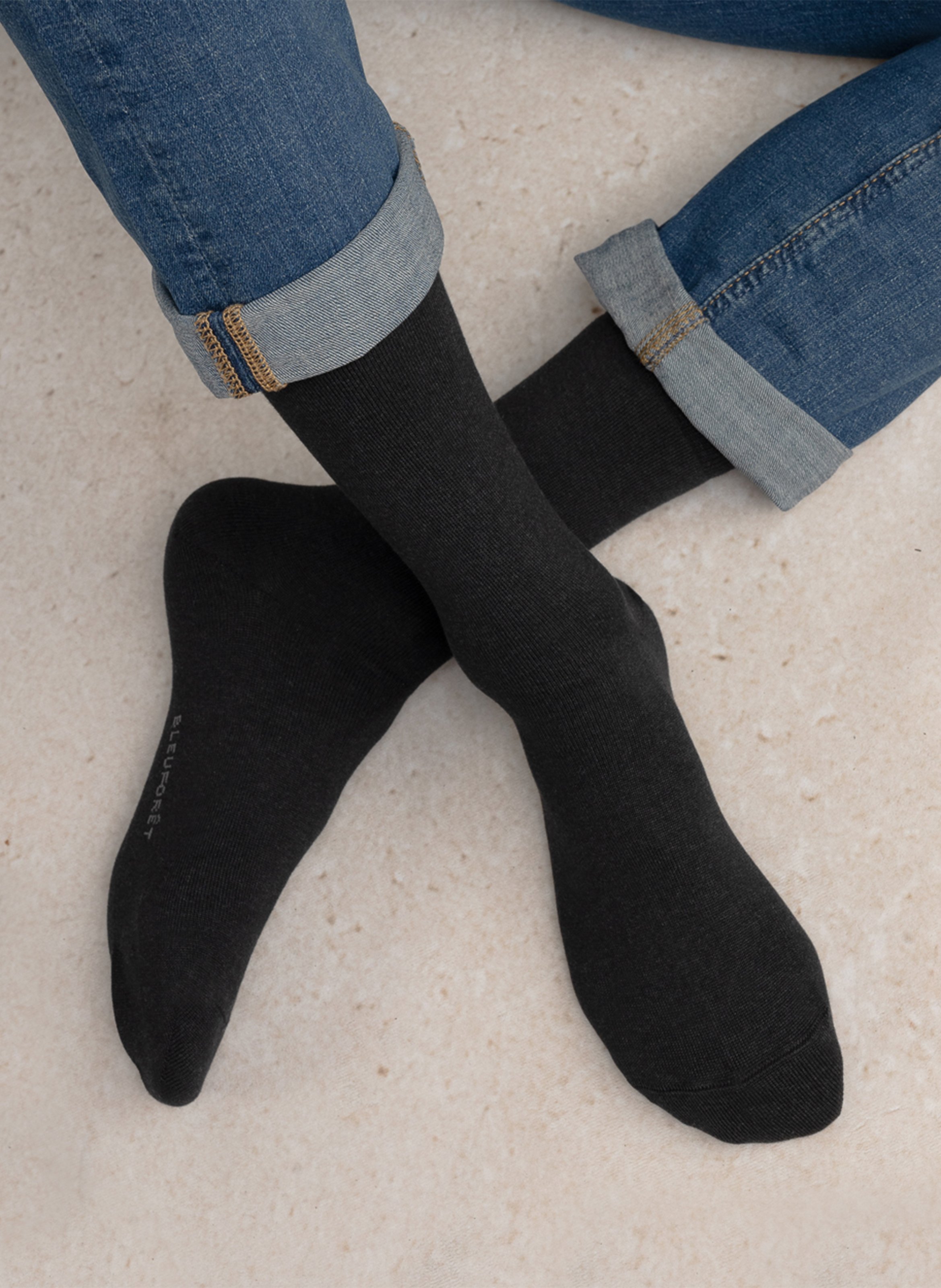 Einfarbige Socken aus Baumwoll-Mix BLEUFORET