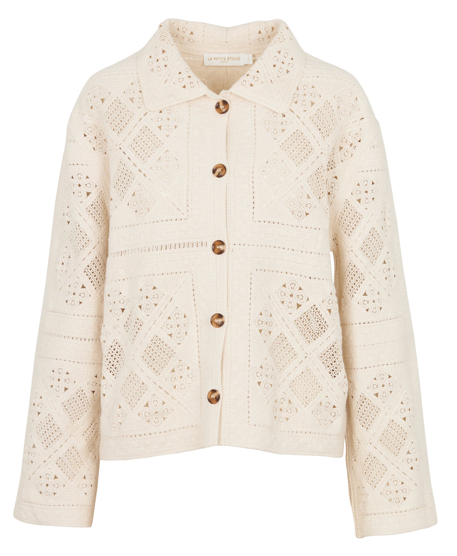 Veste droite crochet en coton LA PETITE ETOILE Blanc