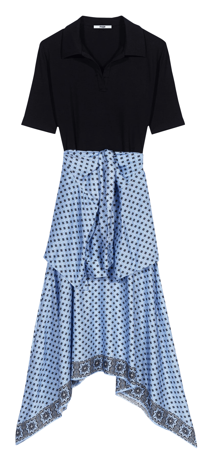 Robe longue asymétrique MAJE Bleu