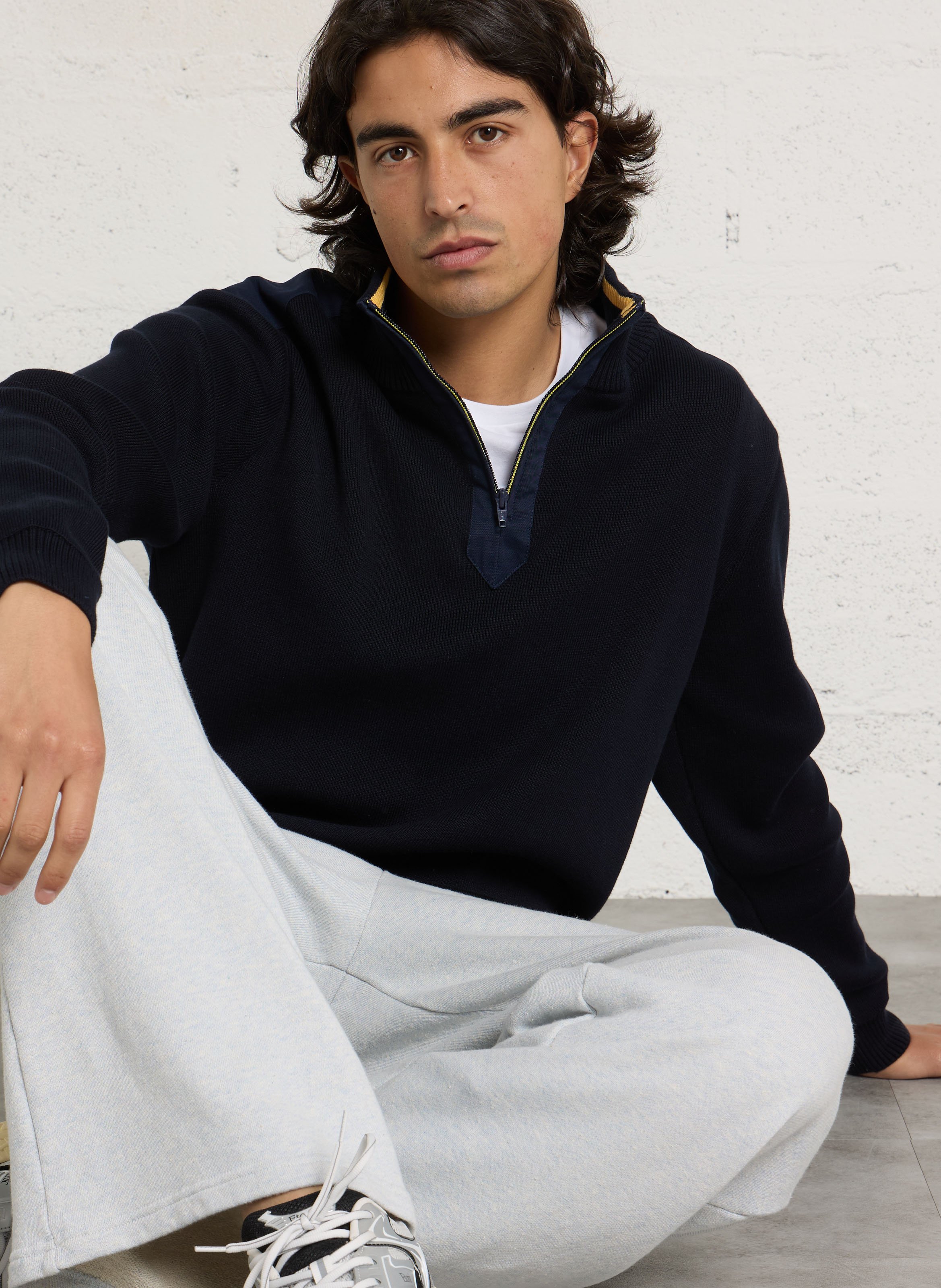 Gerader Baumwollpullover mit Trichterkragen ARMOR LUX Blau