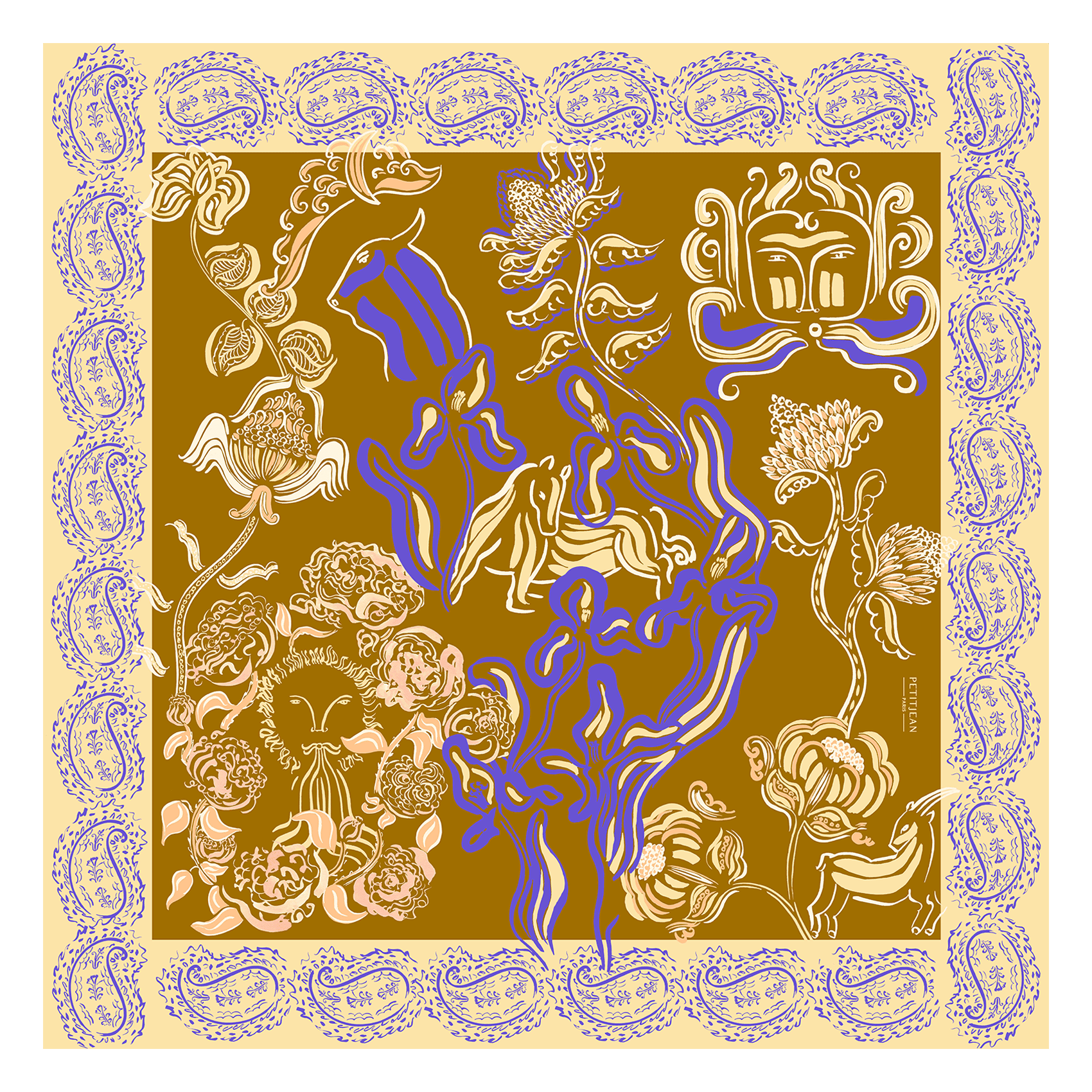 Wolltuch mit Print PETITJEAN PARIS Mehrfarbig