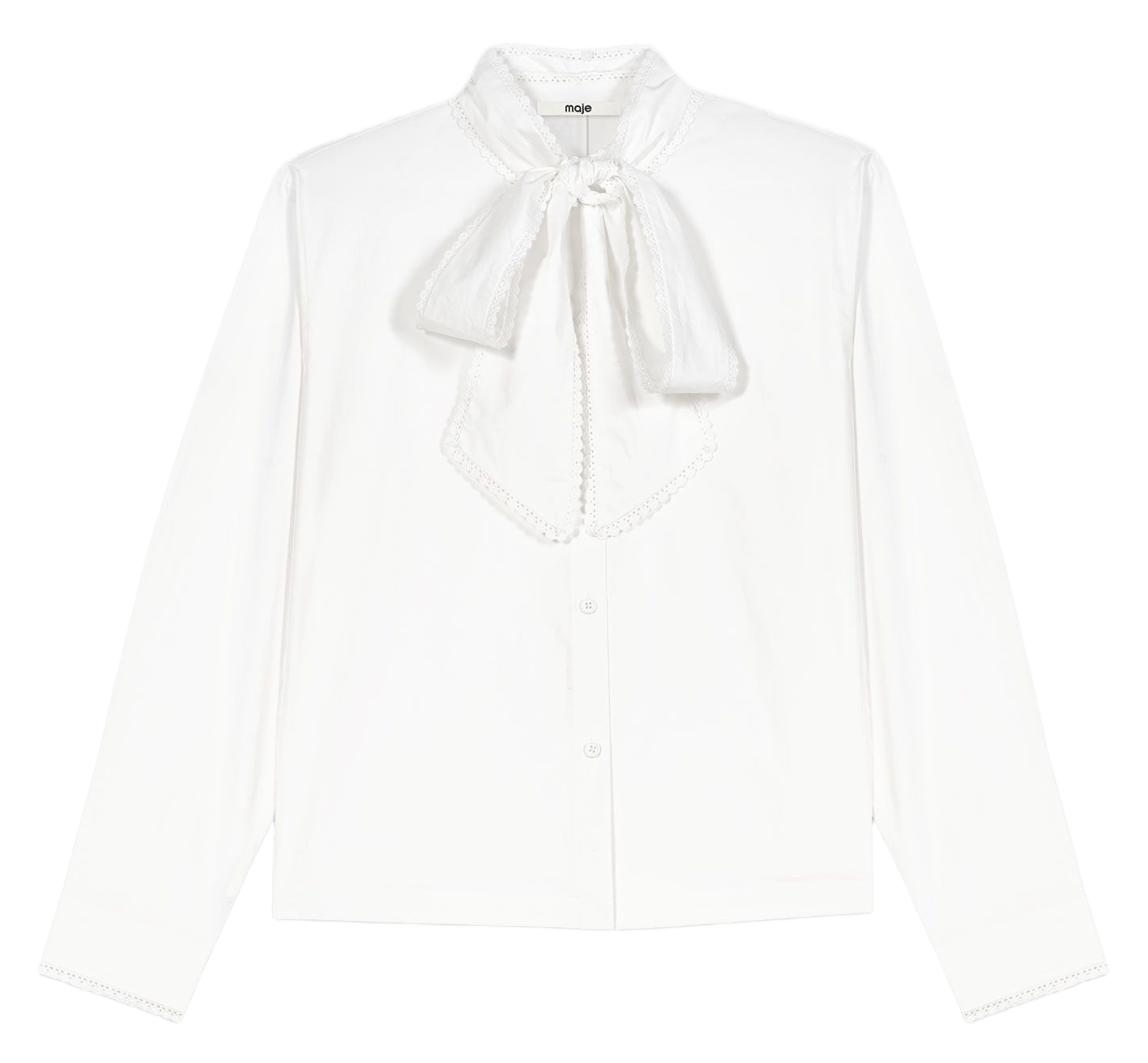 Chemise col lavallière en coton MAJE Blanc