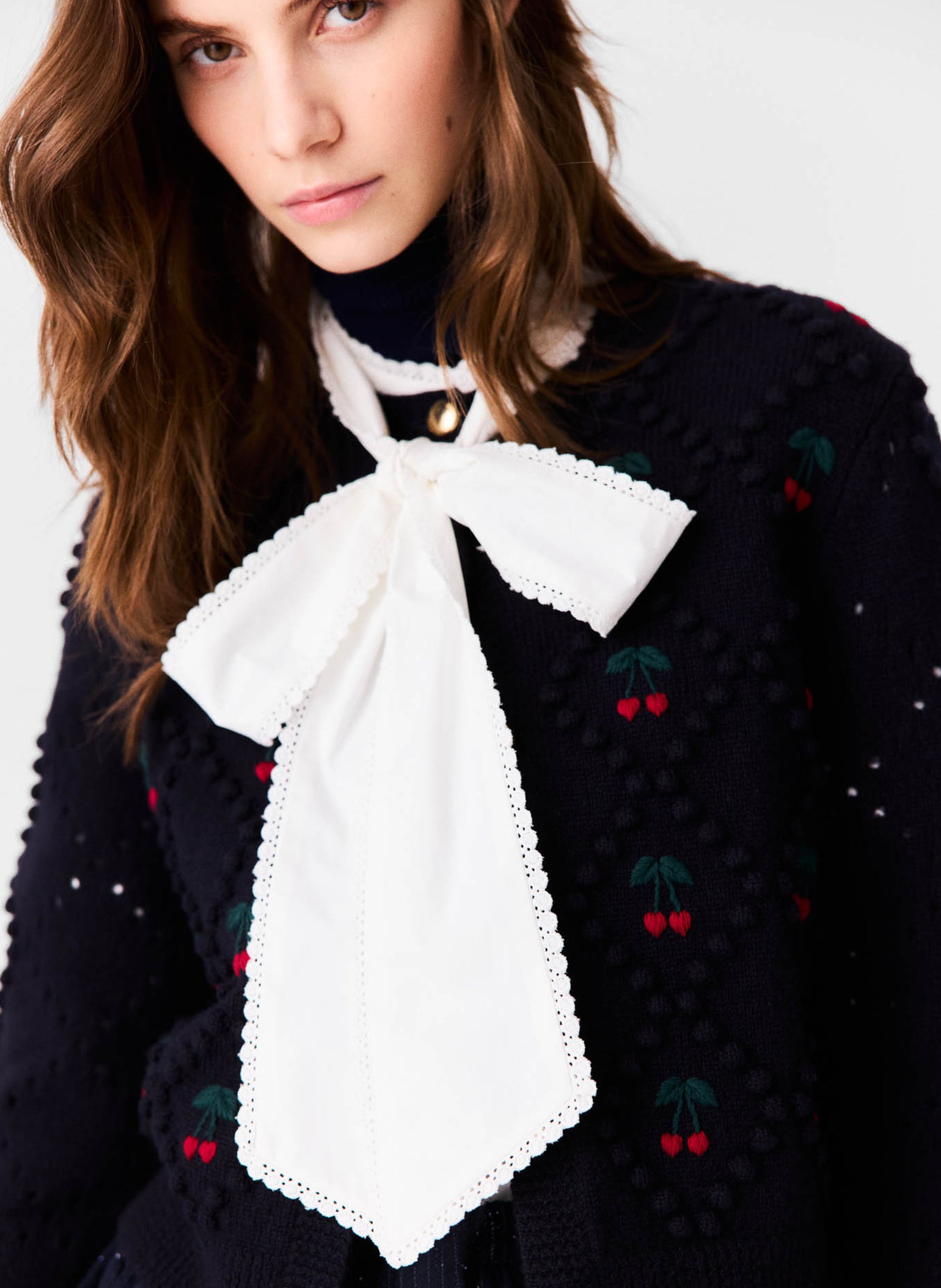 Rechte cardigan met ronde hals en print MAJE Blauw