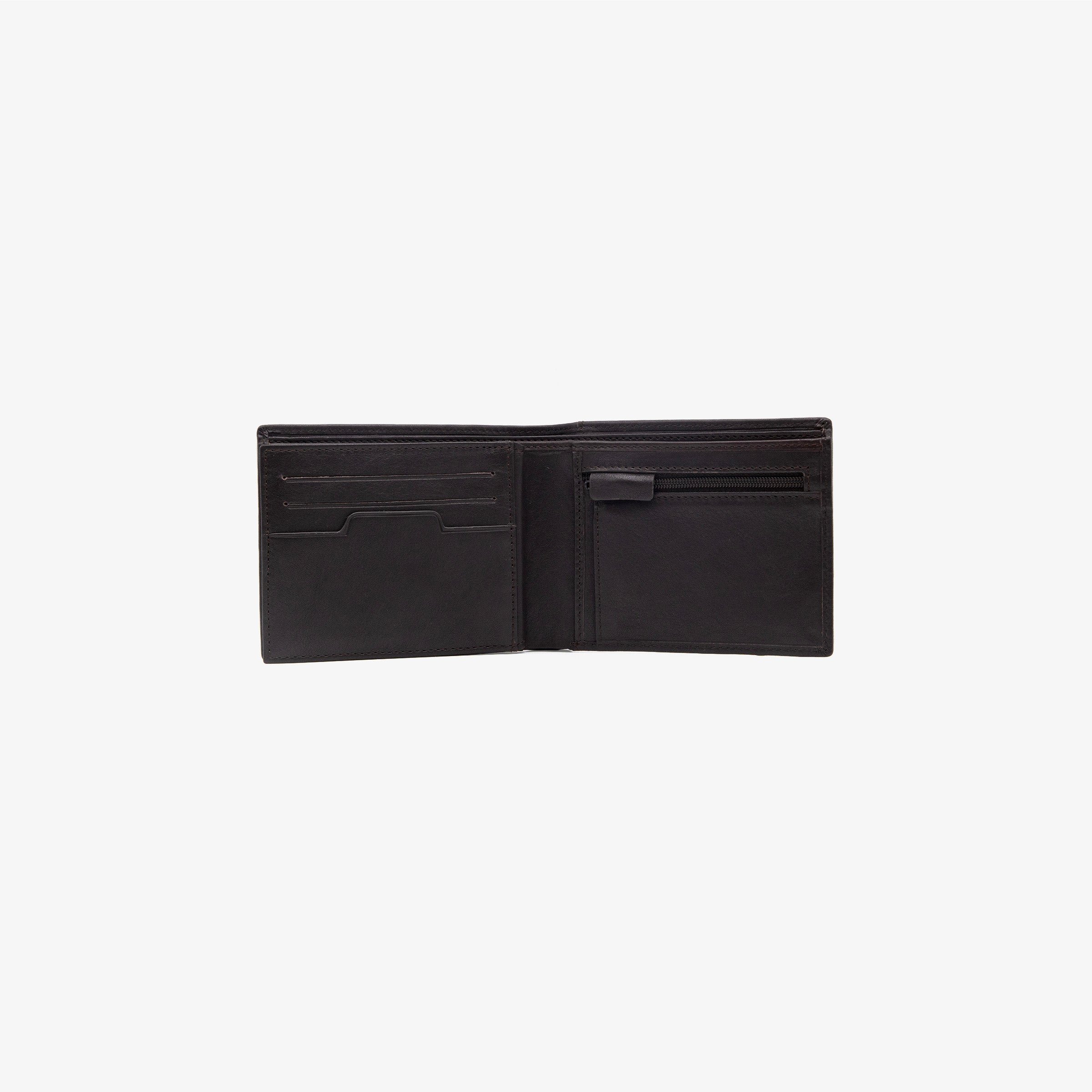 Leather flap wallet with embossed logo SERGE BLANCO Brown
