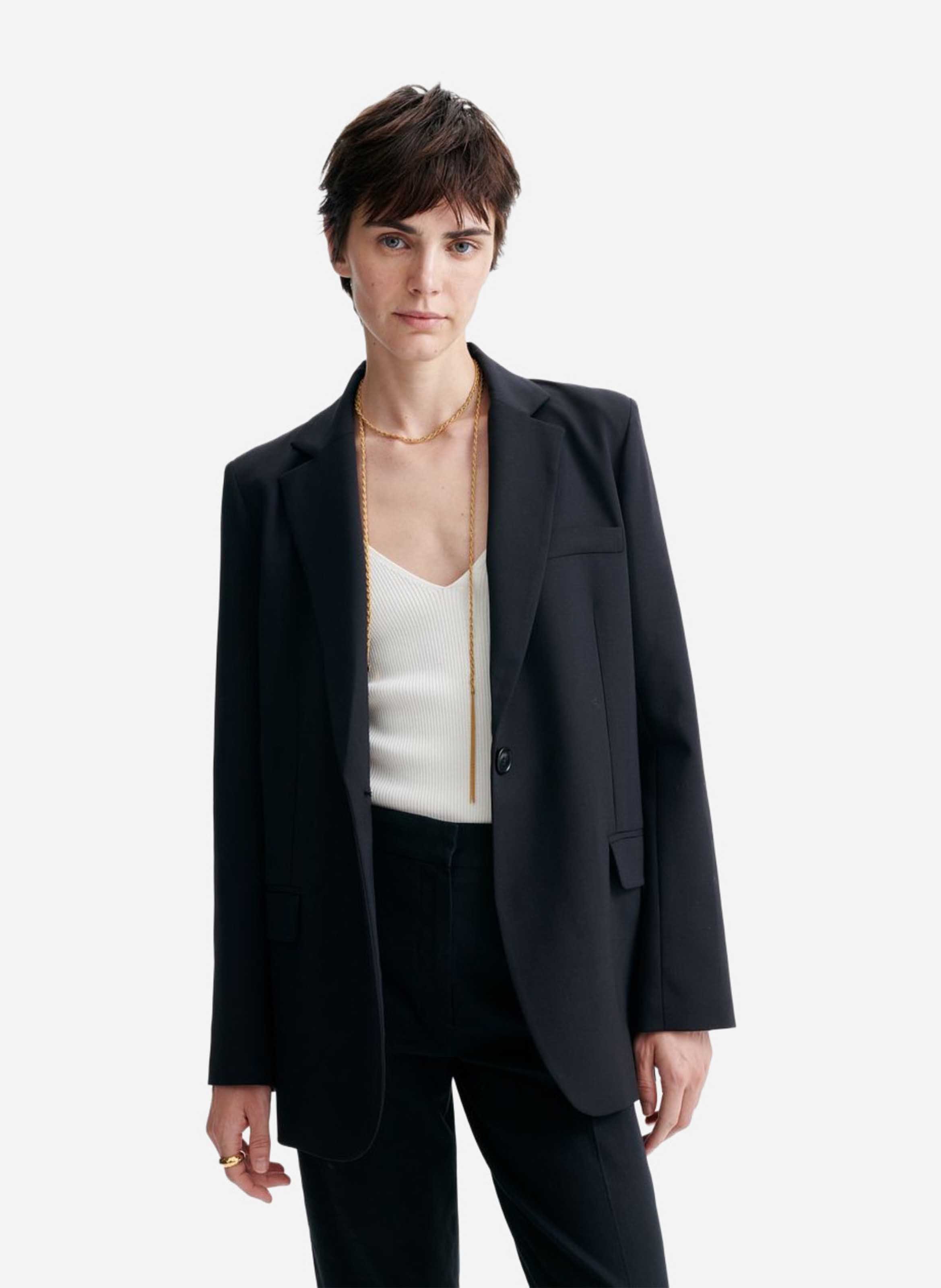 Blazer oversize en coton et lin mélangés VANESSA BRUNO Noir