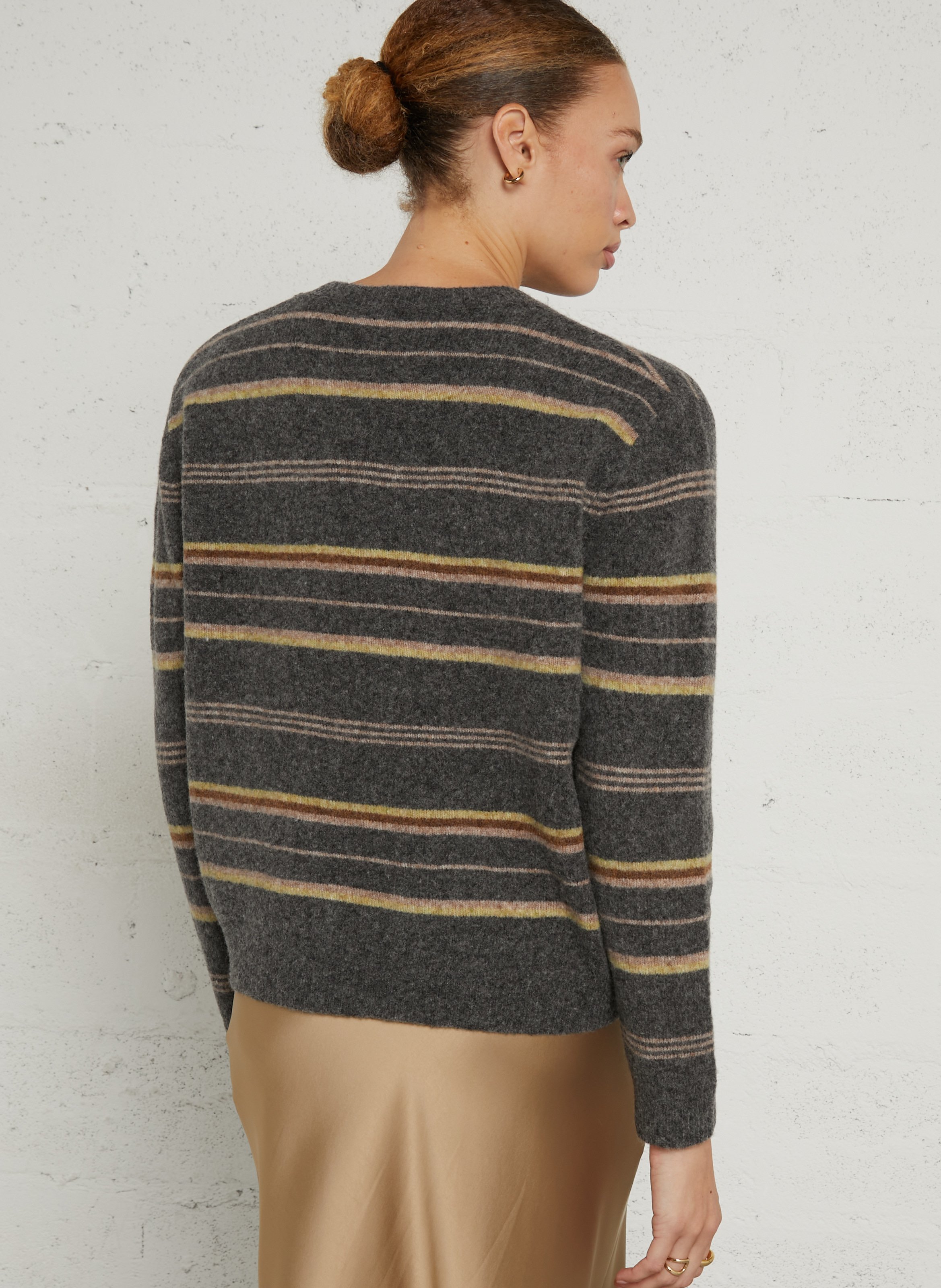 Round neck striped wool blend sweater NICE THINGS Grey