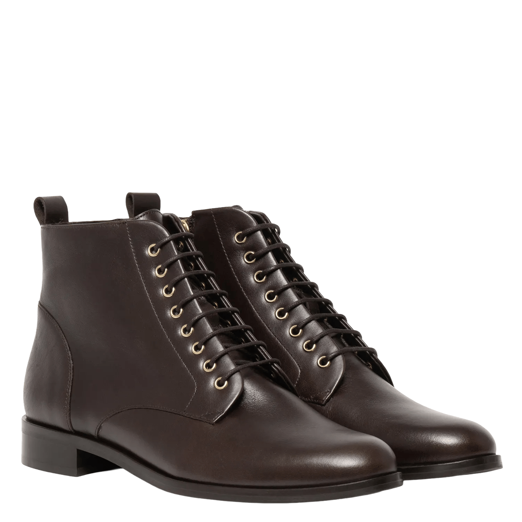 Lace-up smooth leather ankle boots BOCAGE Brown