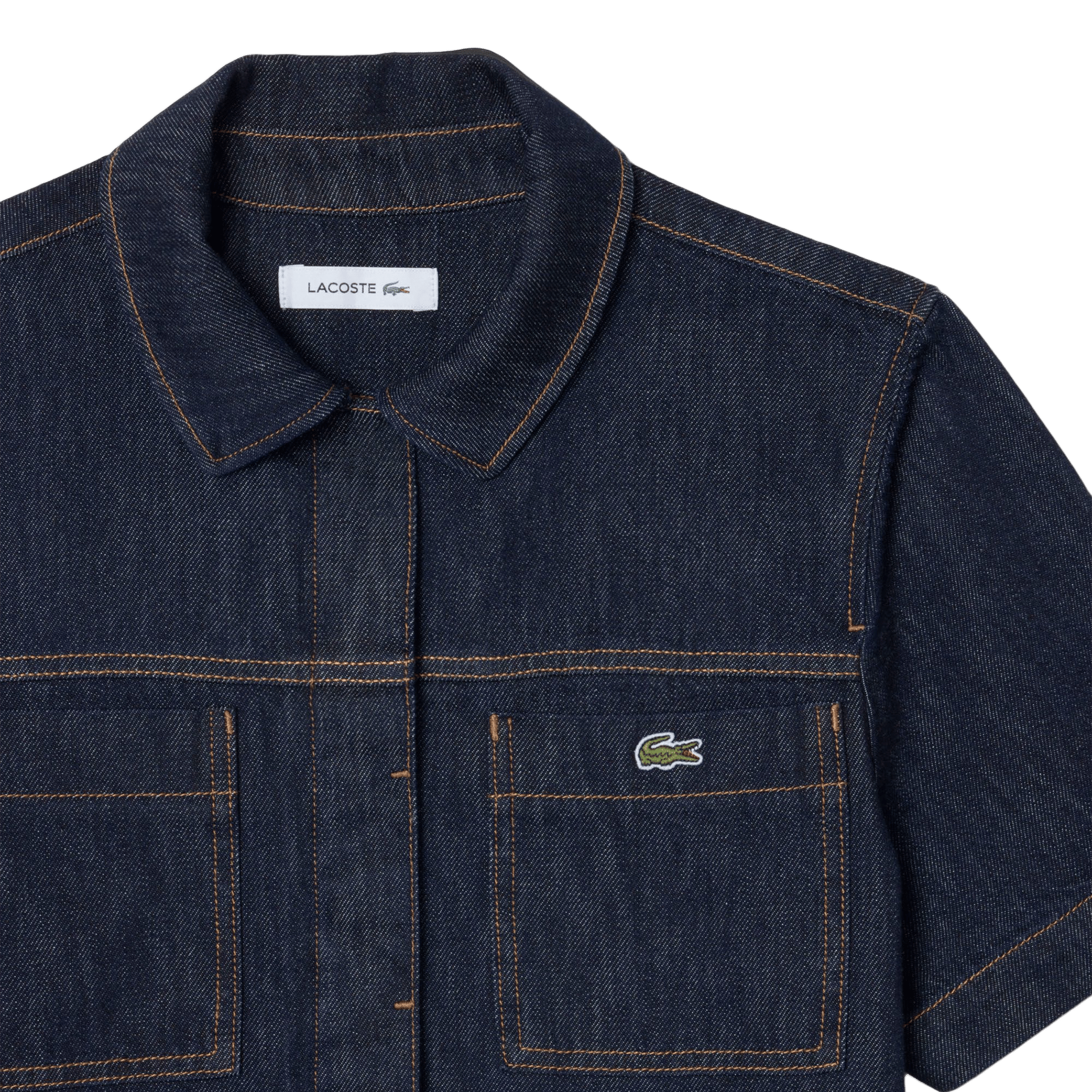 Kurzes gerade geschnittenes Kleid mit klassischem Jeanskragen aus Baumwolle LACOSTE Blau