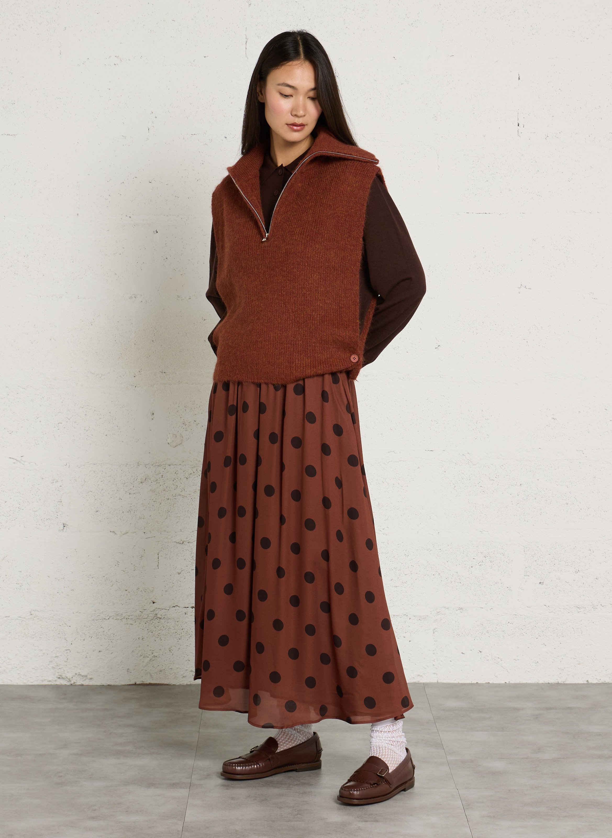 Long skirt with prints DES PETITS HAUTS Brown