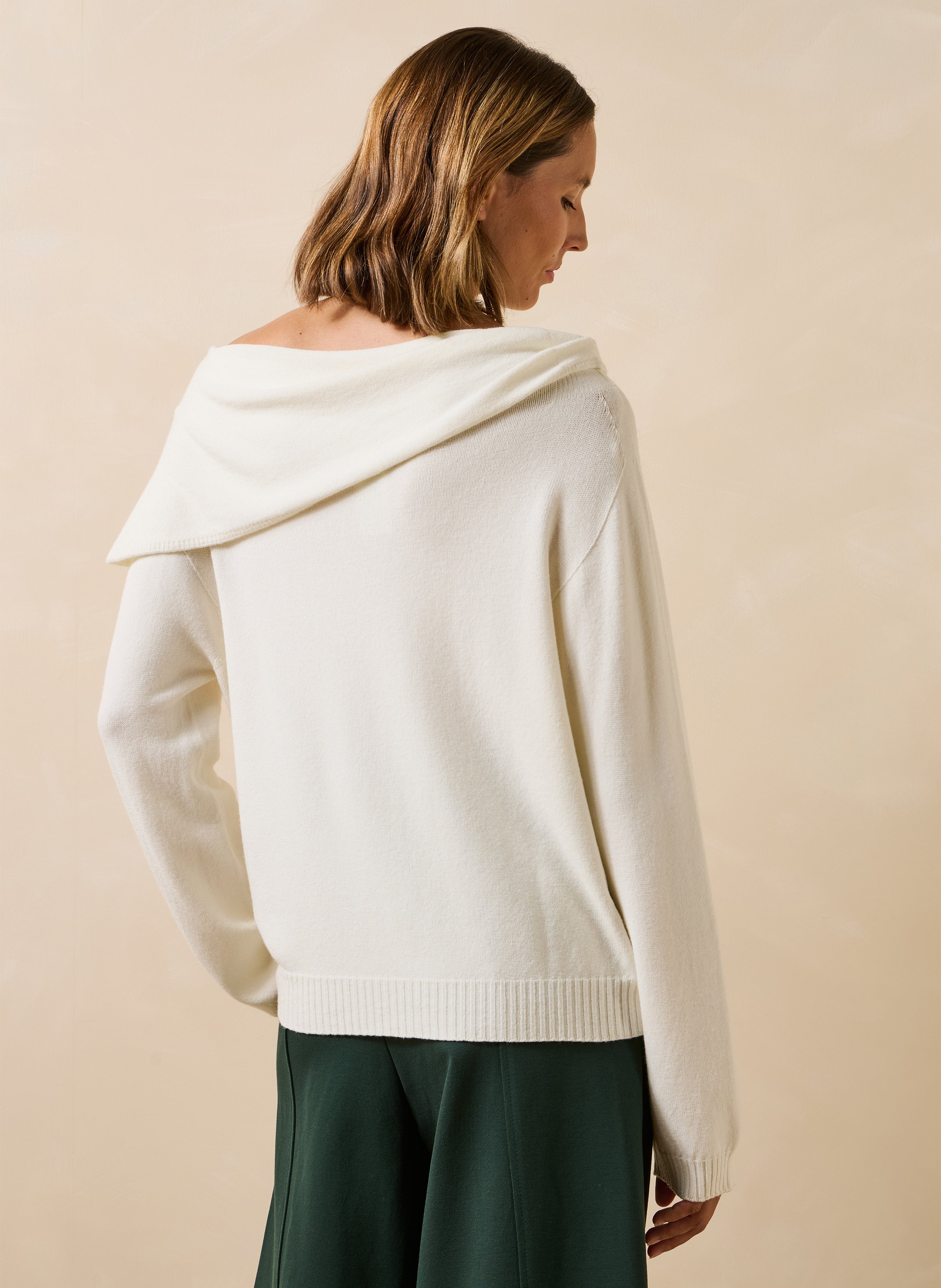 Oversized draped neck pullover LA FEE MARABOUTEE White