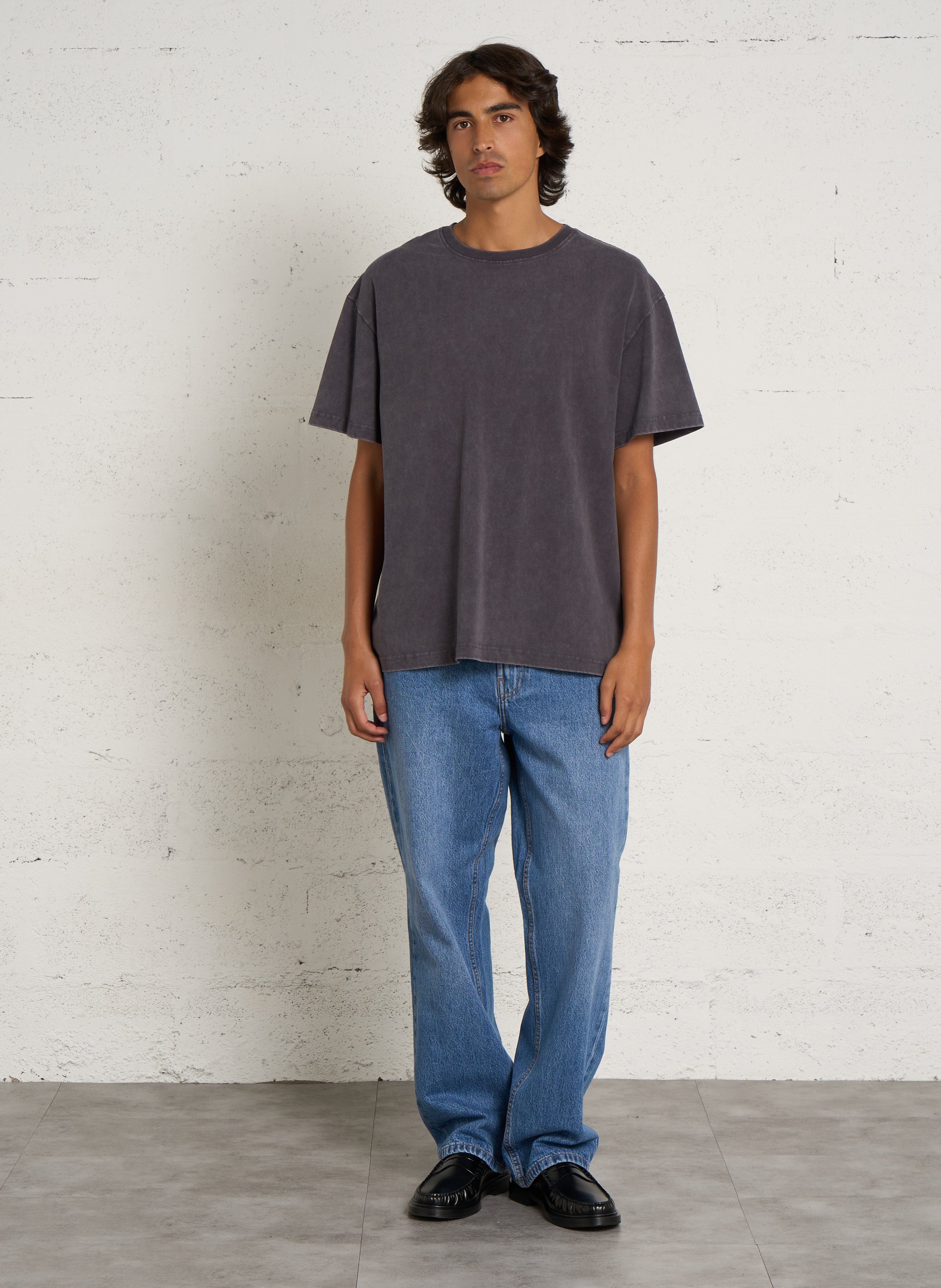Round-neck cotton T-shirt  SOLID Silver