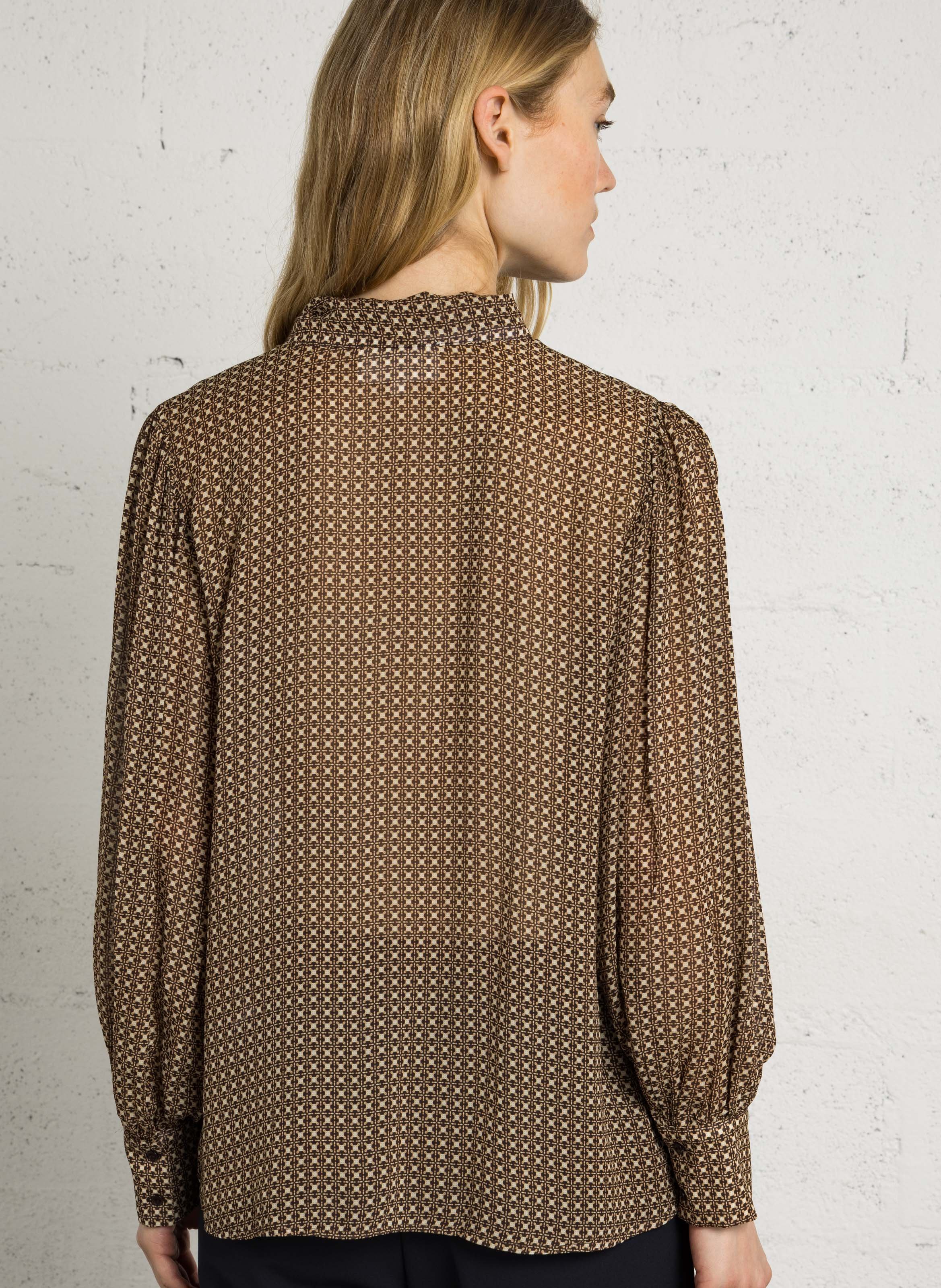 Blouse ample col à nouer  SUD EXPRESS Marron