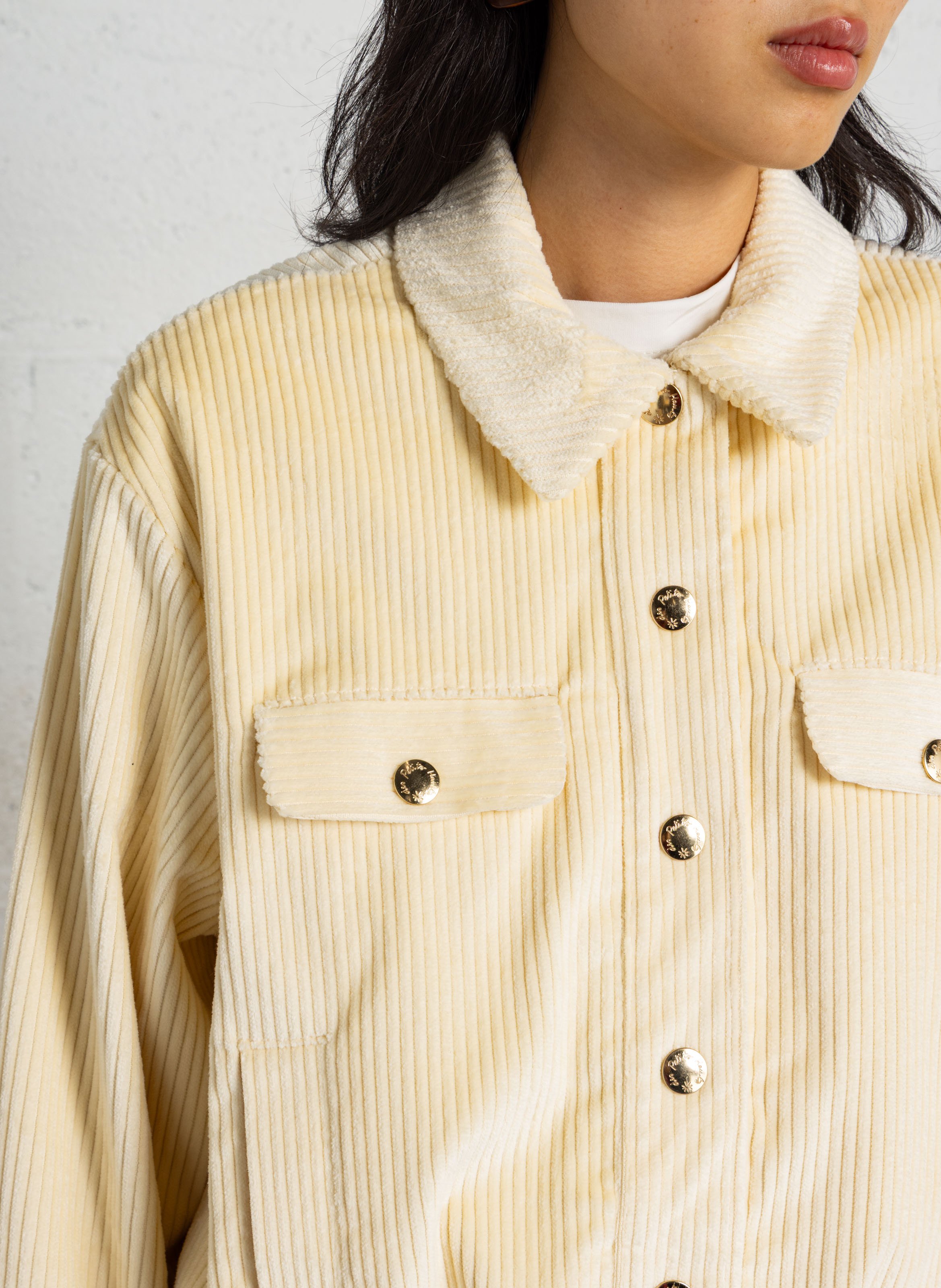 Blouson ample côtelé en coton mélangé DES PETITS HAUTS Beige