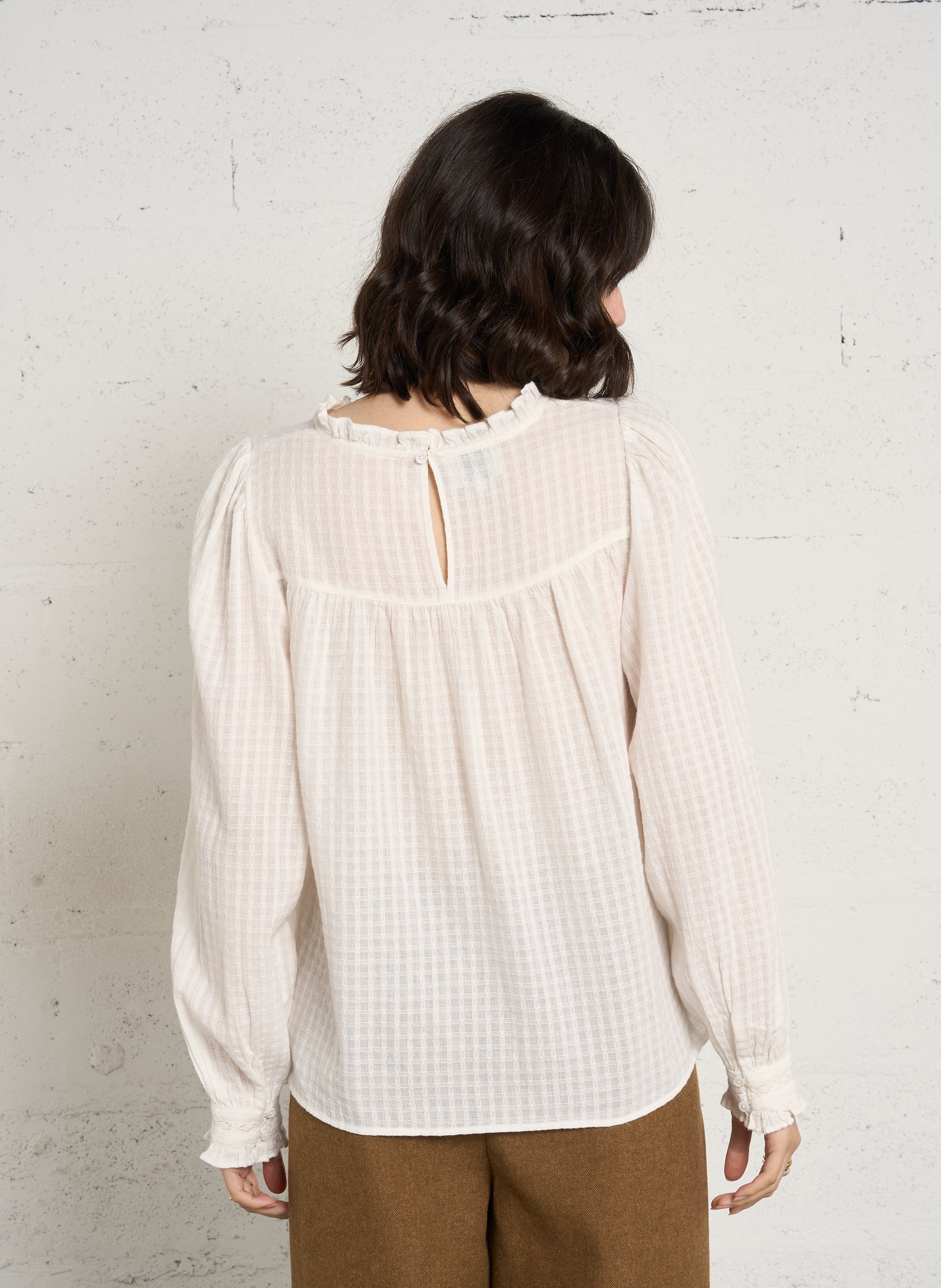 Top manches longues droit en coton LA PETITE ETOILE Beige