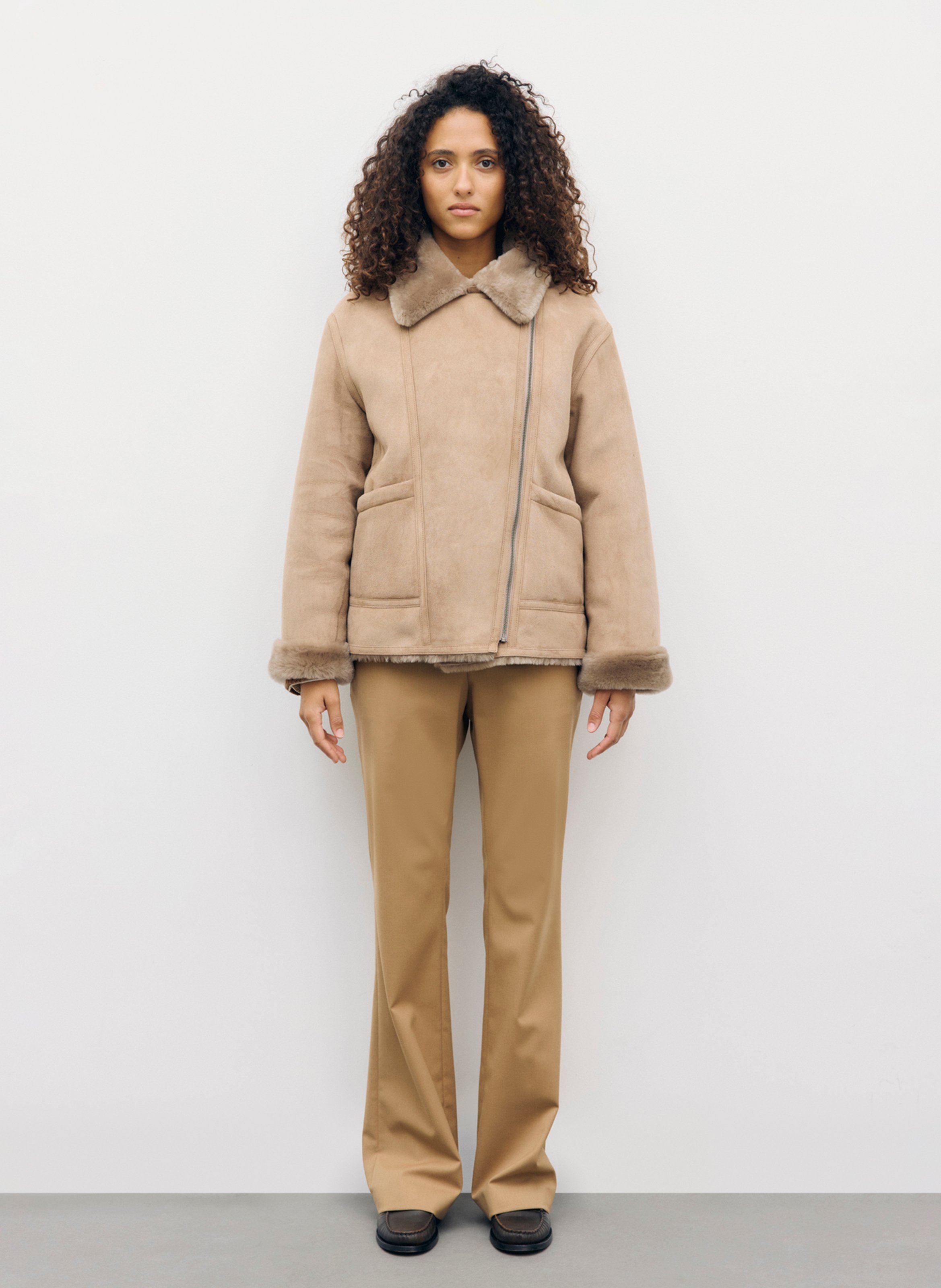 Leather coat with tailored collar GERARD DAREL Brown