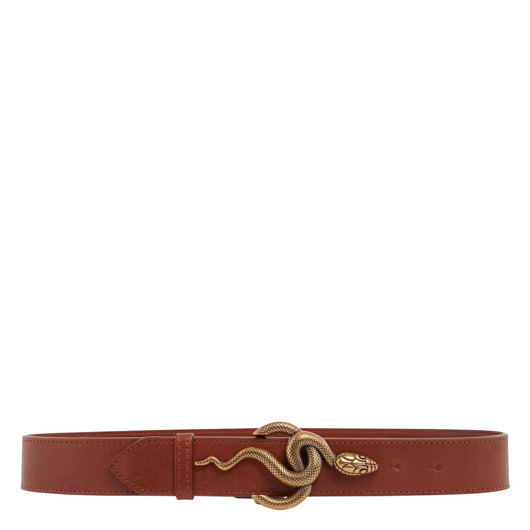 Ceinture fermoir serpent en cuir VANESSA BRUNO Marron