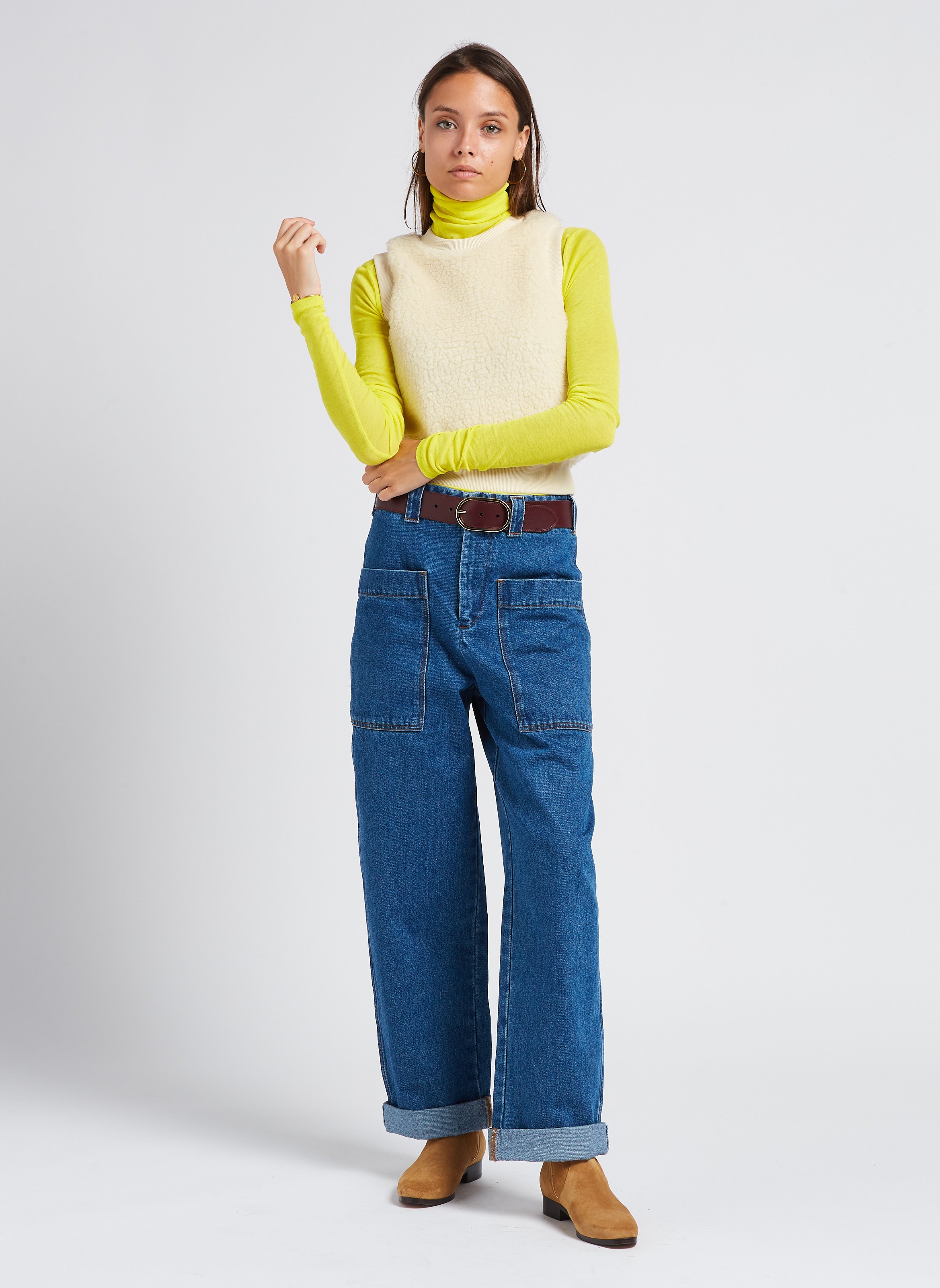 Sous pull jaune discount femme