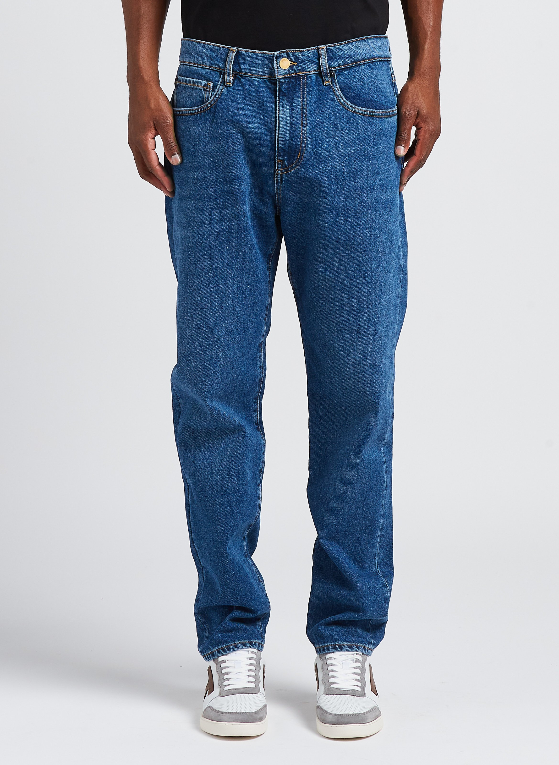 Straight Denim Jeans Medium Denim Faguo Men Place des Tendances