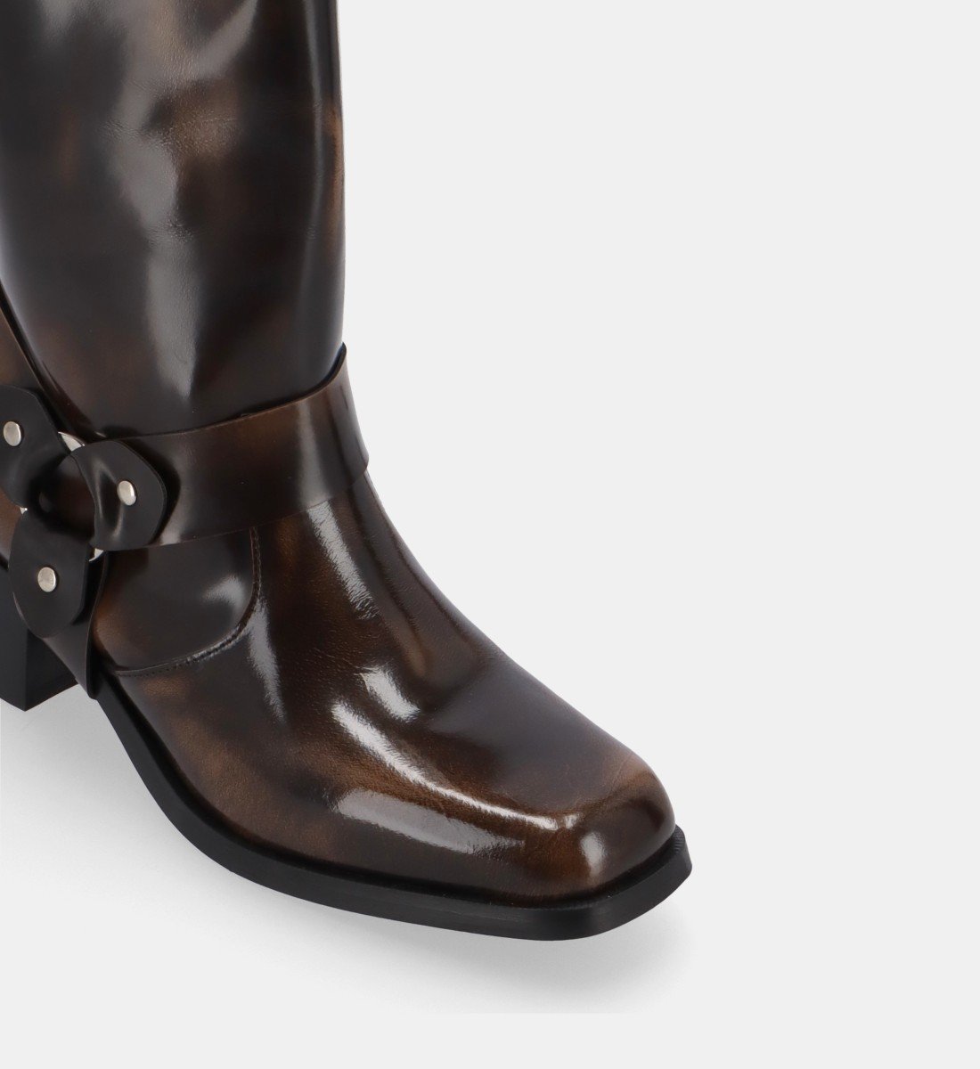 Brushed leather biker boots ALOHAS Brown