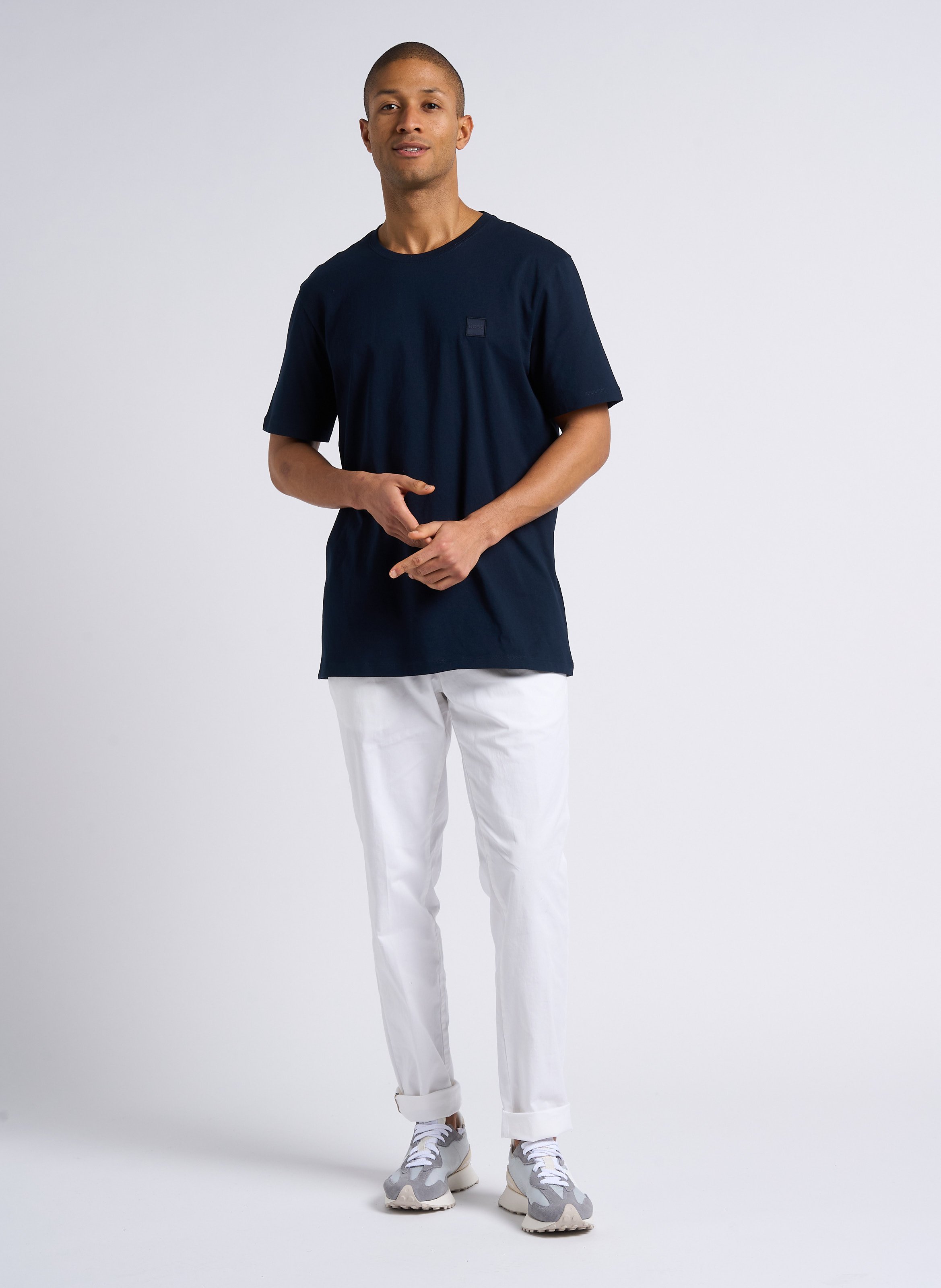 Short-sleeved round-neck cotton T-shirt BOSS Blue