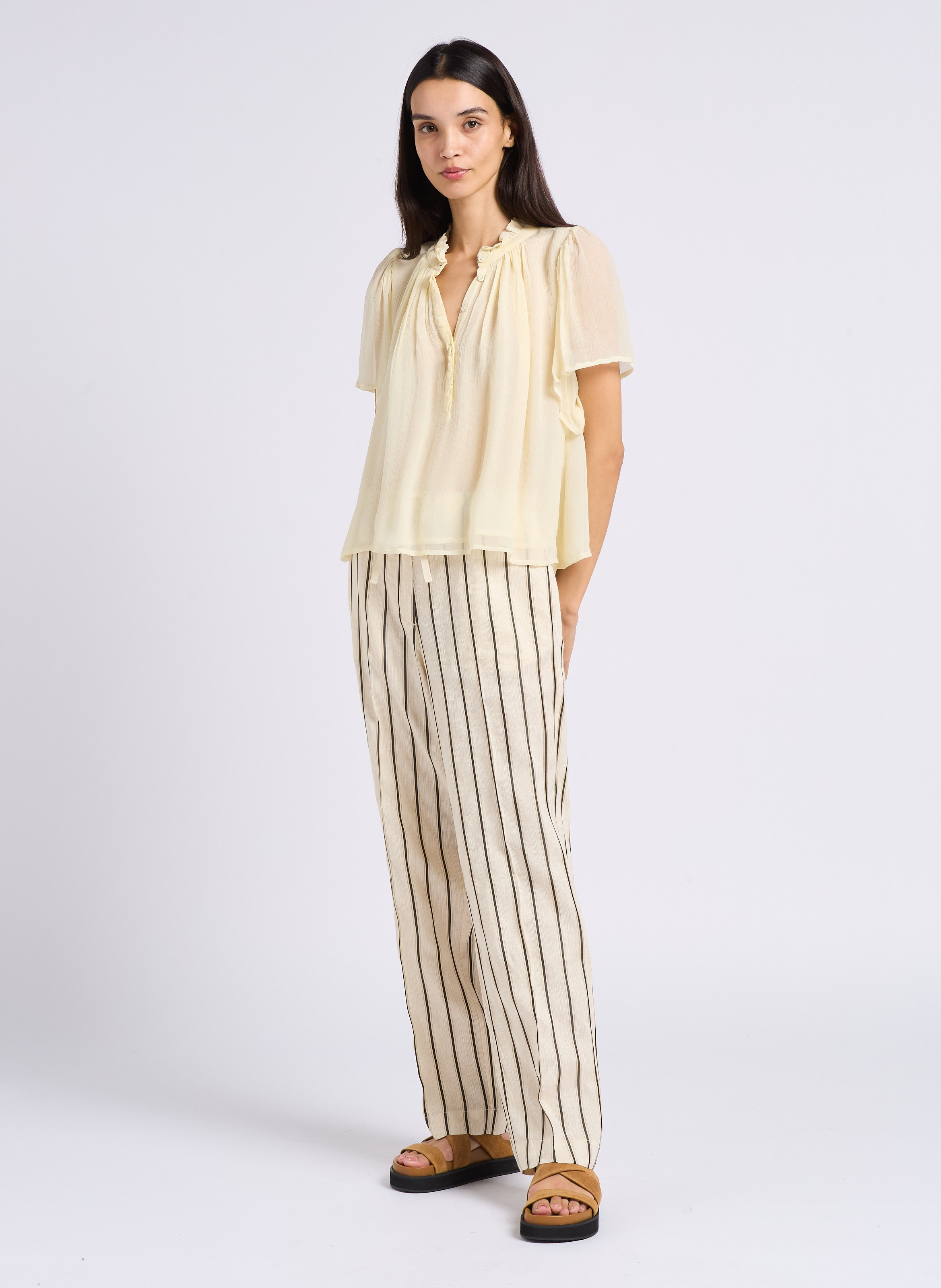 Pantalon droit taille haute  POMANDERE Blanc