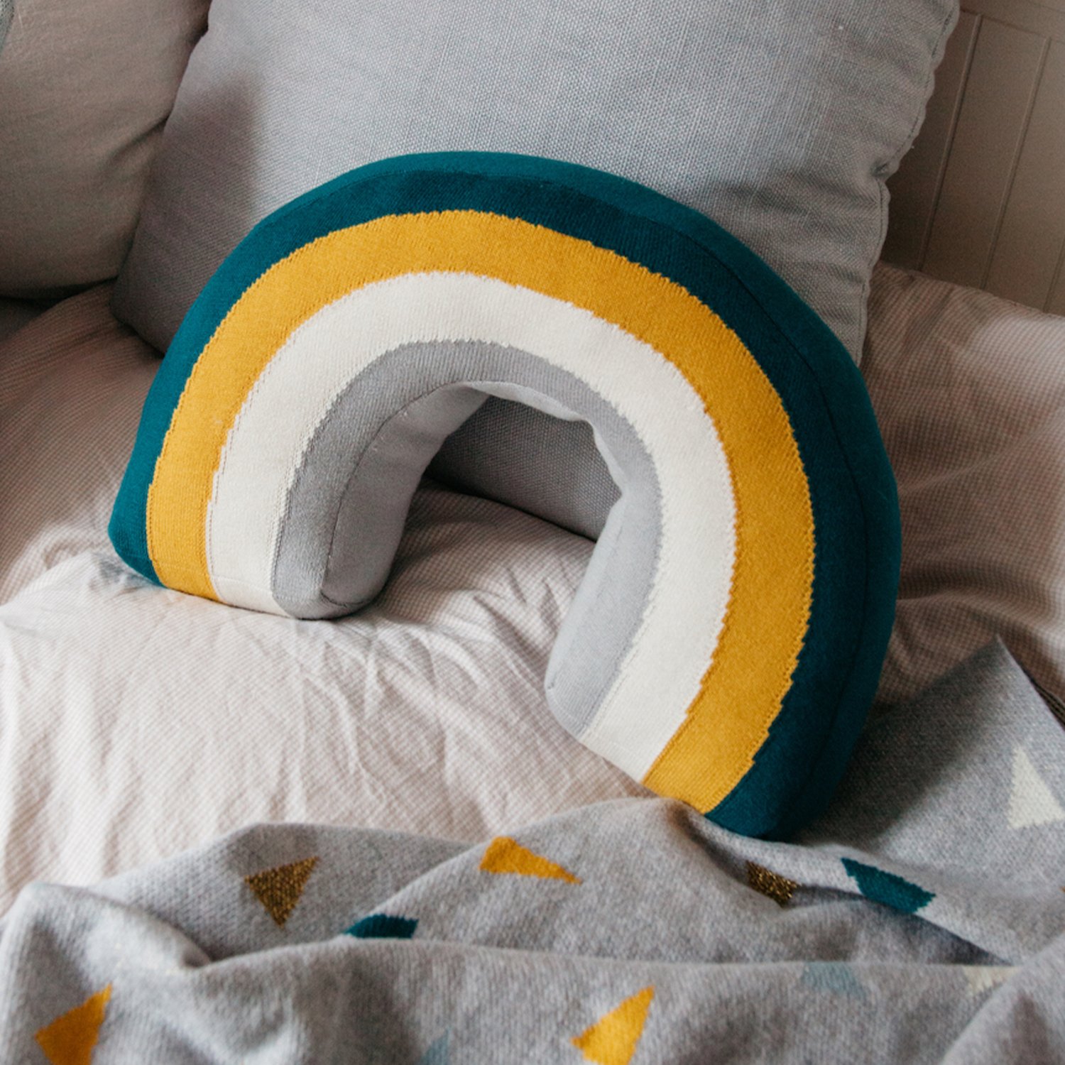Rainbow cotton cushion KINDSGUT Yellow