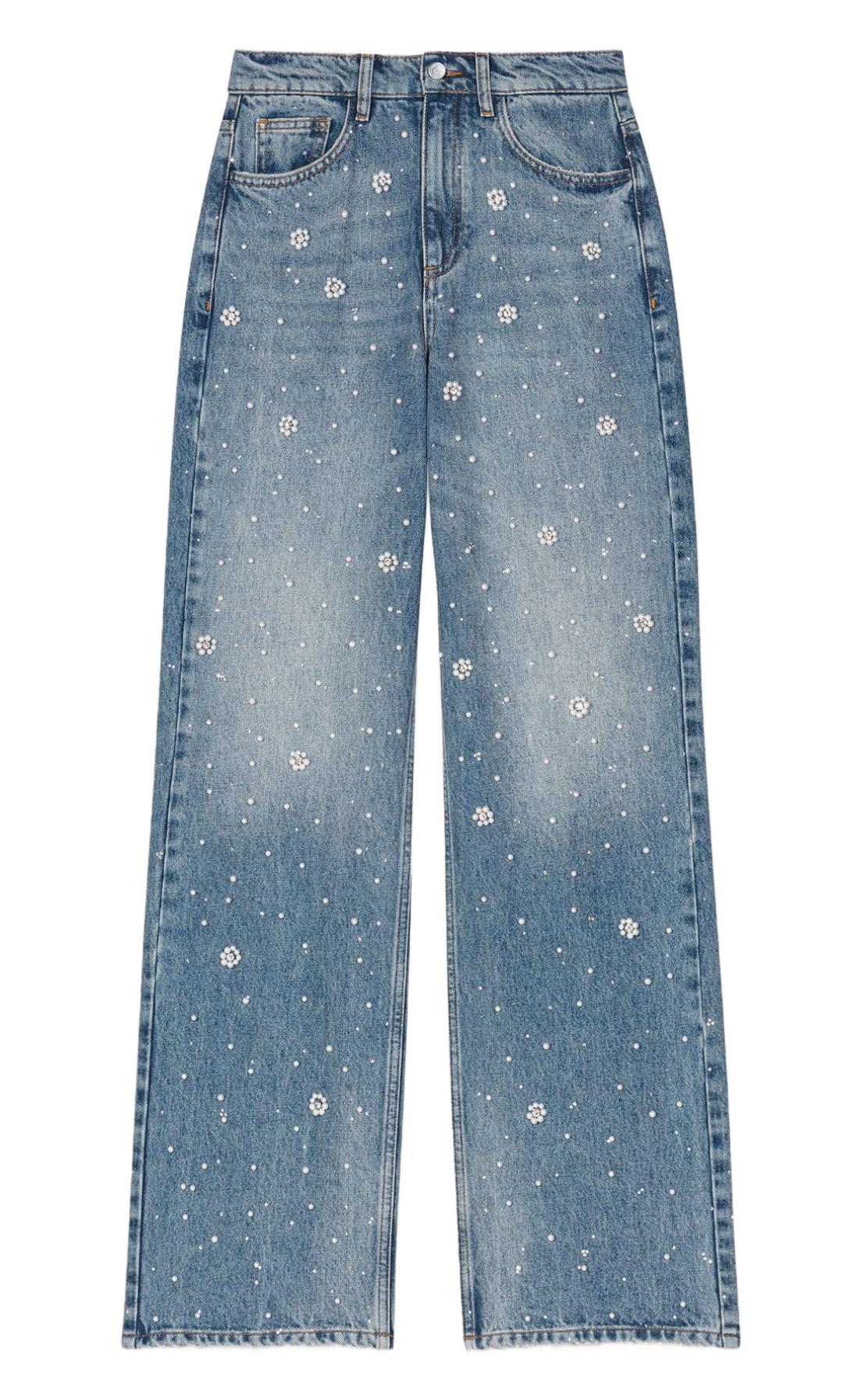 Wijde broek met borduursel MAJE Blauw