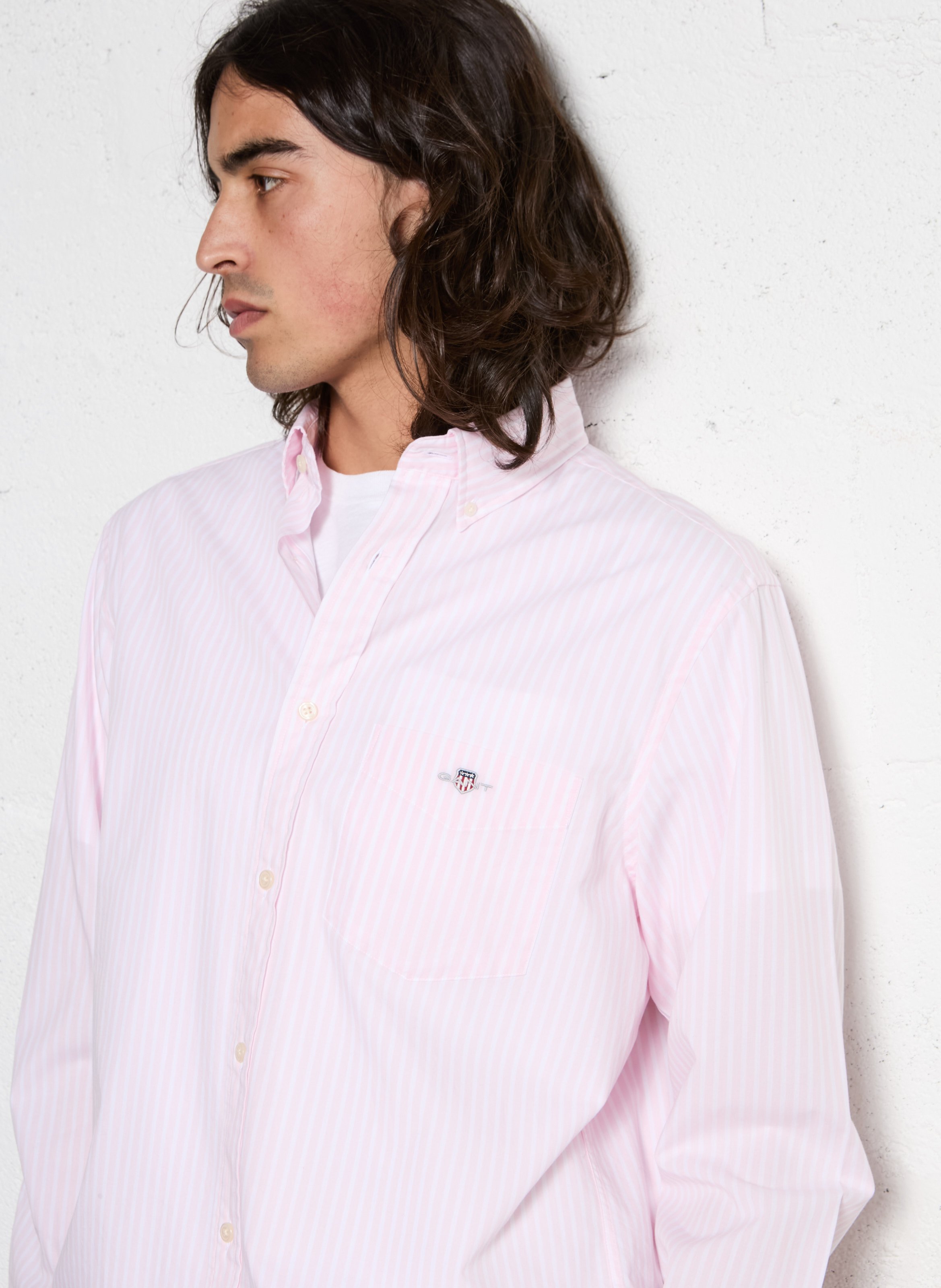 Regular-fit striped cotton shirt GANT Pink