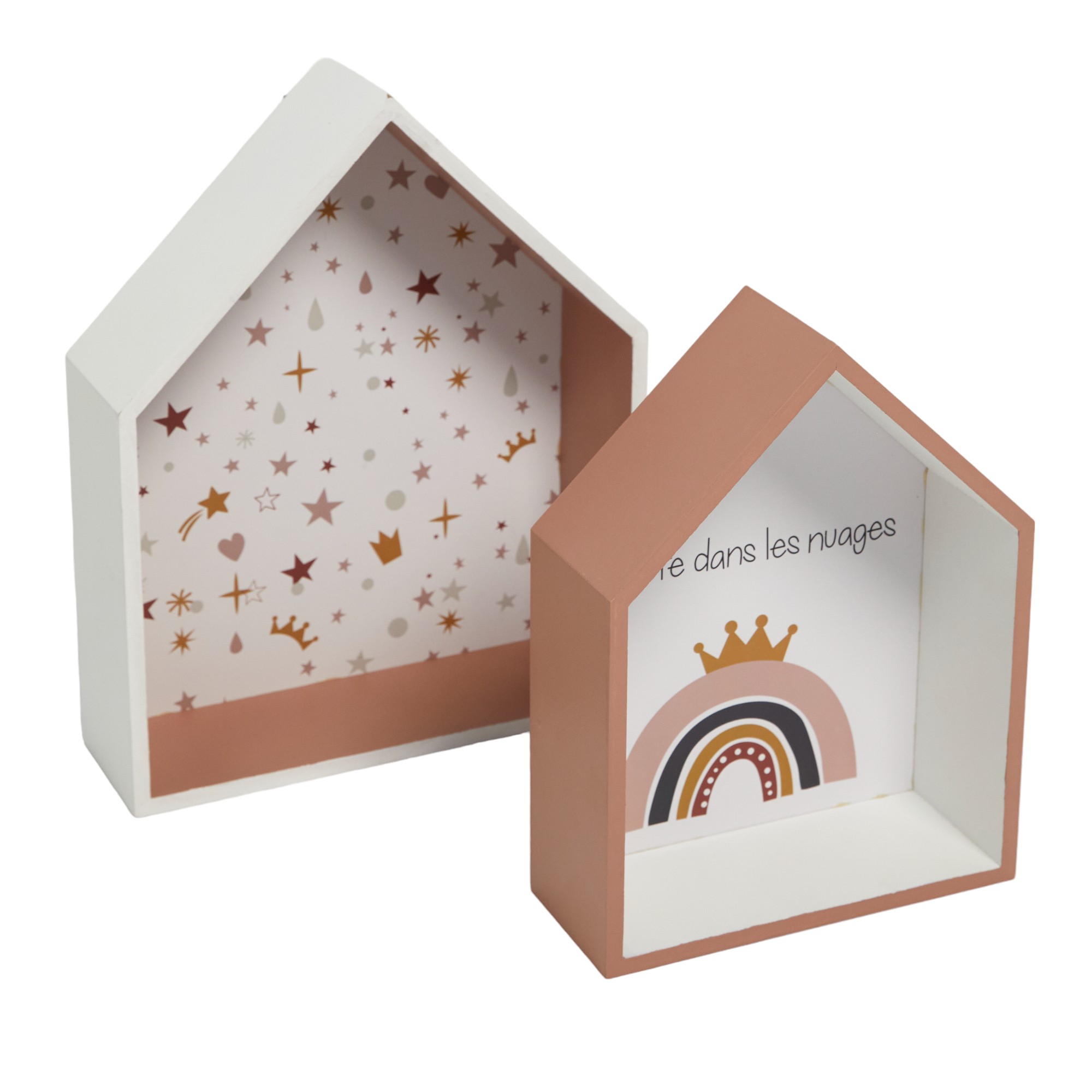 Set of 2 mdf wall shelves FACTORY White