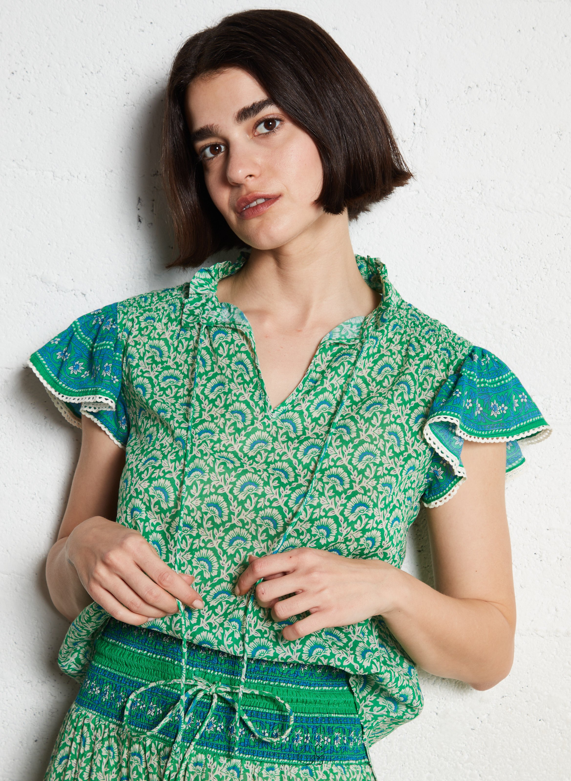 Mouwloze top met print M.A.B.E Groen