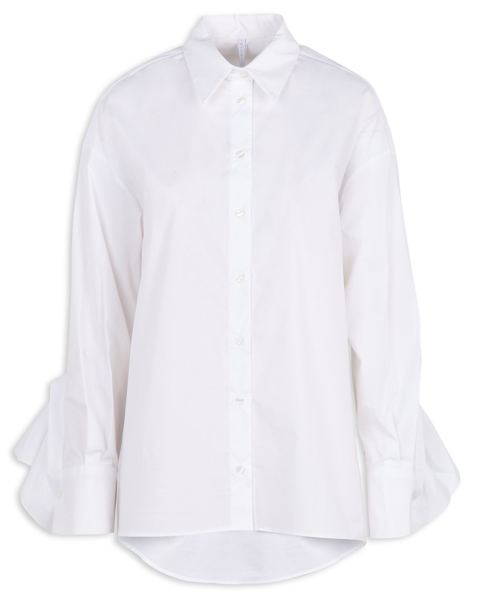 Oversized solid color shirt with ruffles IMPERIAL White