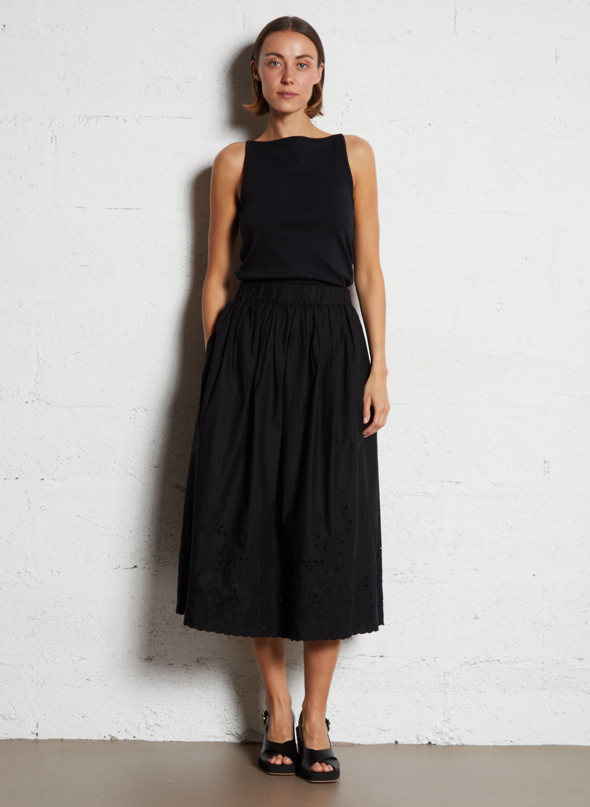 Top droit en coton MAISON 123 Noir