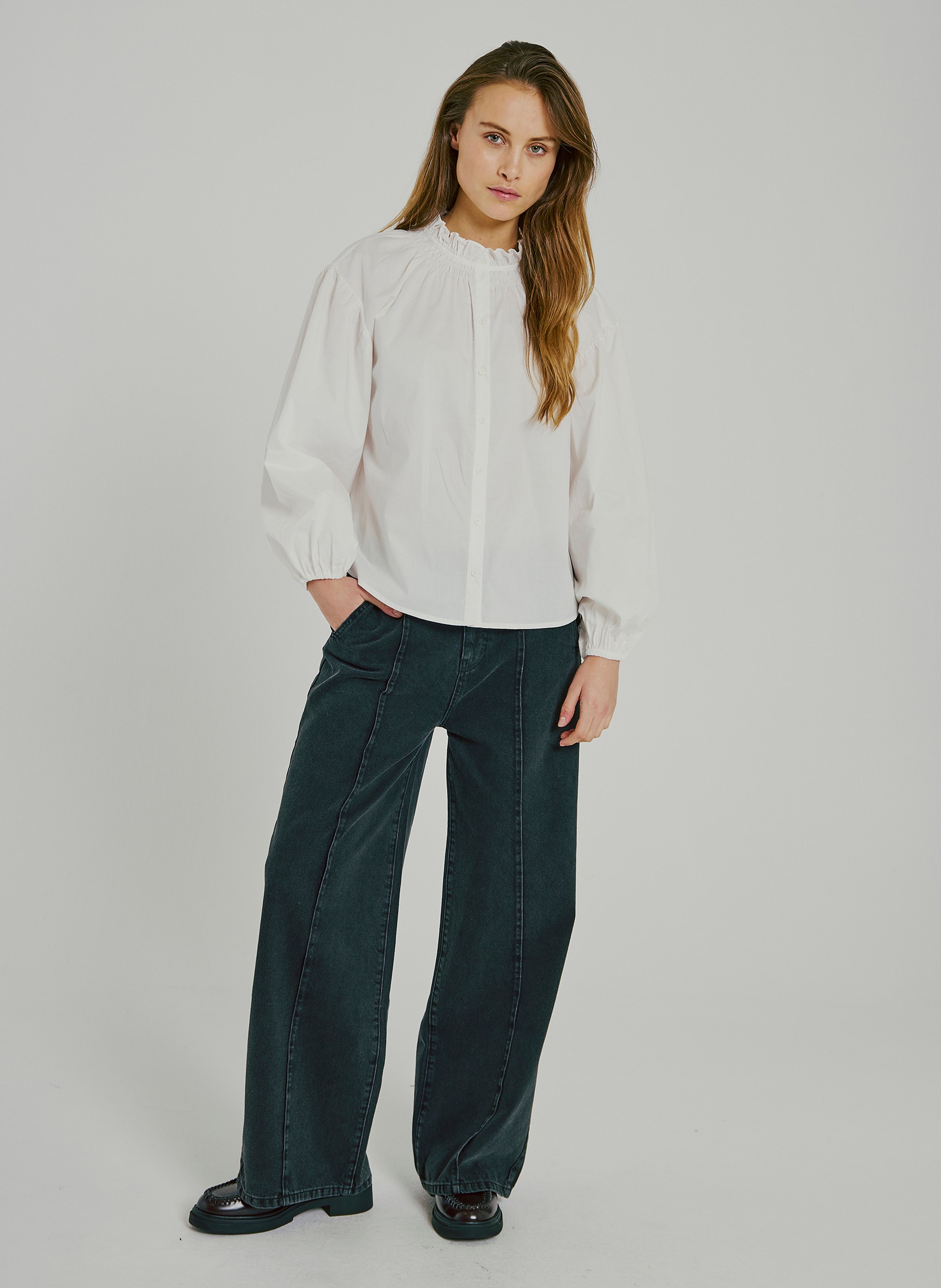 Alexandra dotted Swiss shirt NORR White