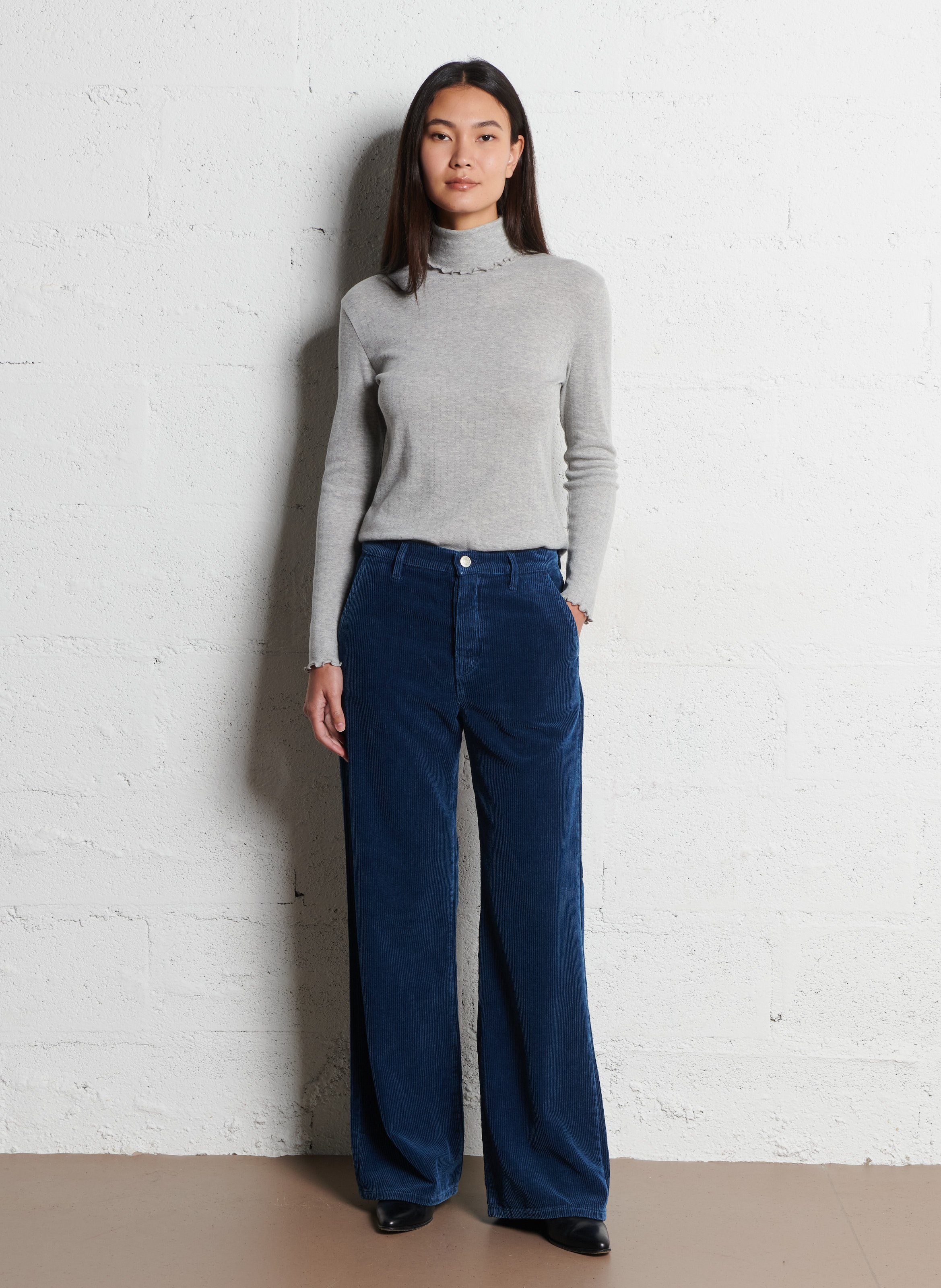 Wide ribbed cotton trousers ACQUAVERDE Blue