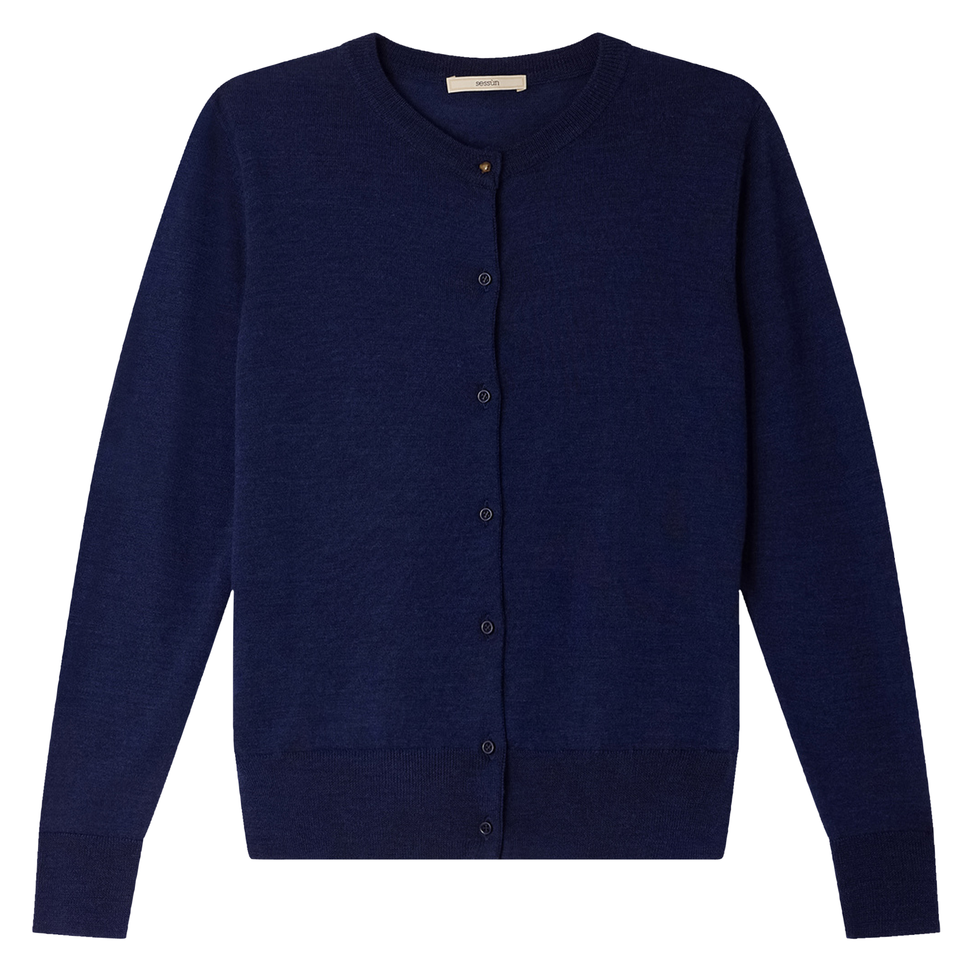 Round-neck wool cardigan SESSUN Blue