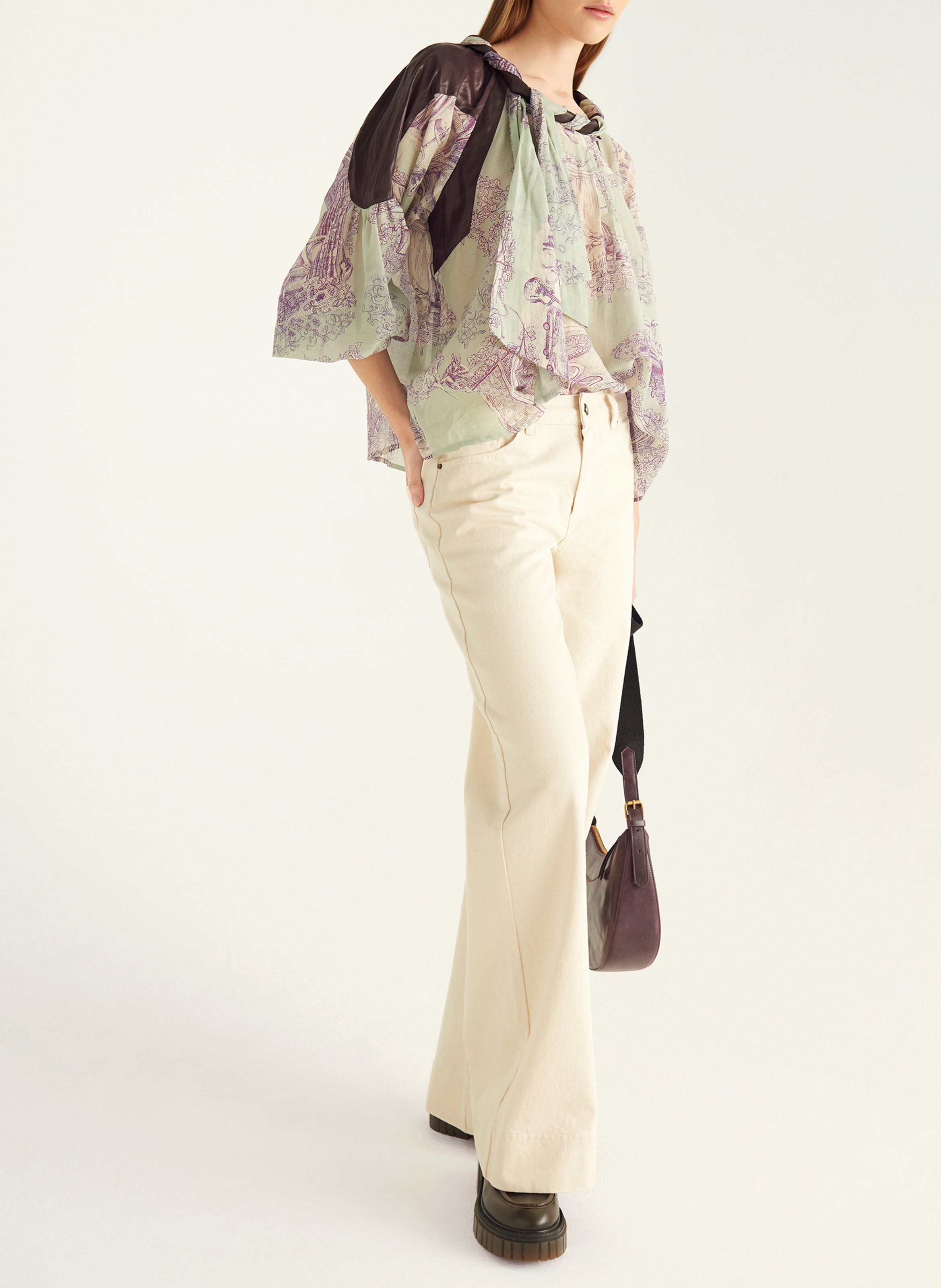 Blouse oversize en coton mélangé imprimé COTELAC Vert