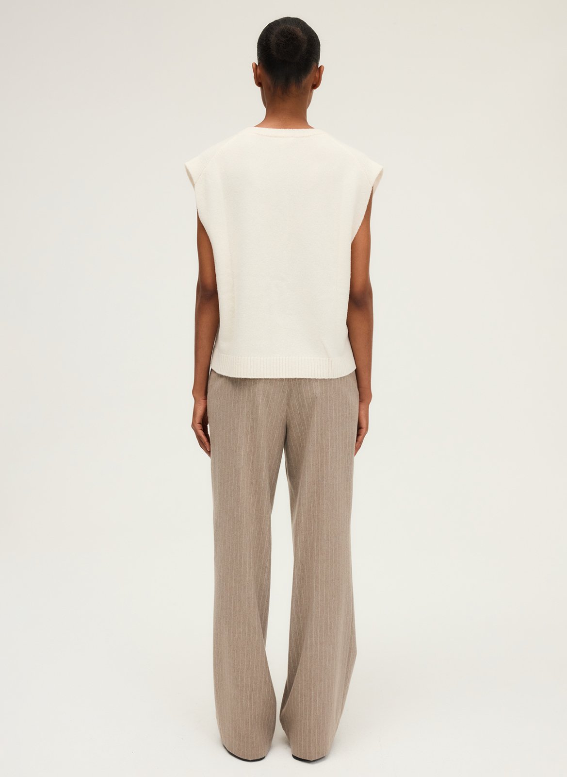 Pull col V uni en laine PABLO Beige