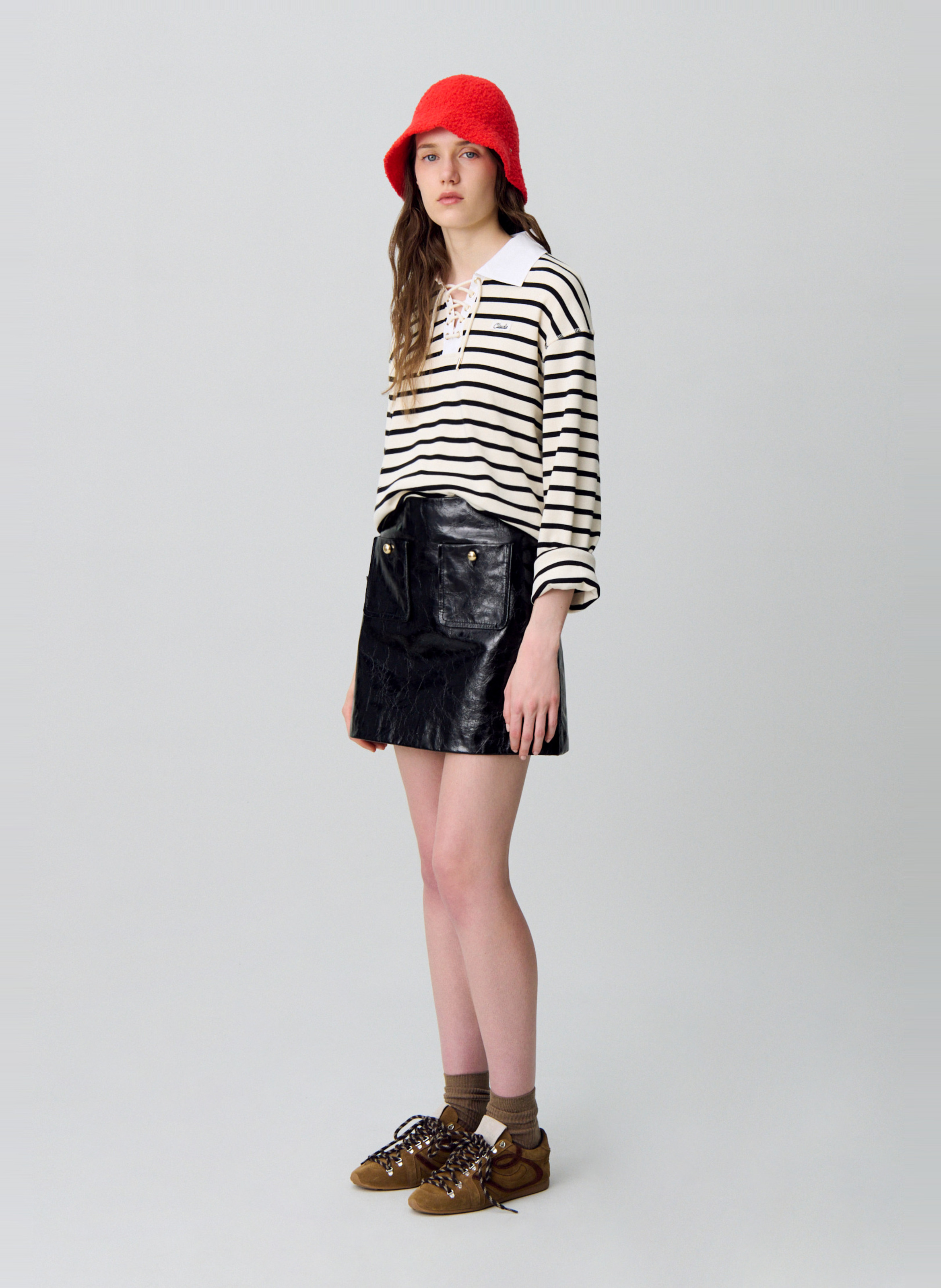 Jupe courte en cuir CLAUDIE PIERLOT Noir