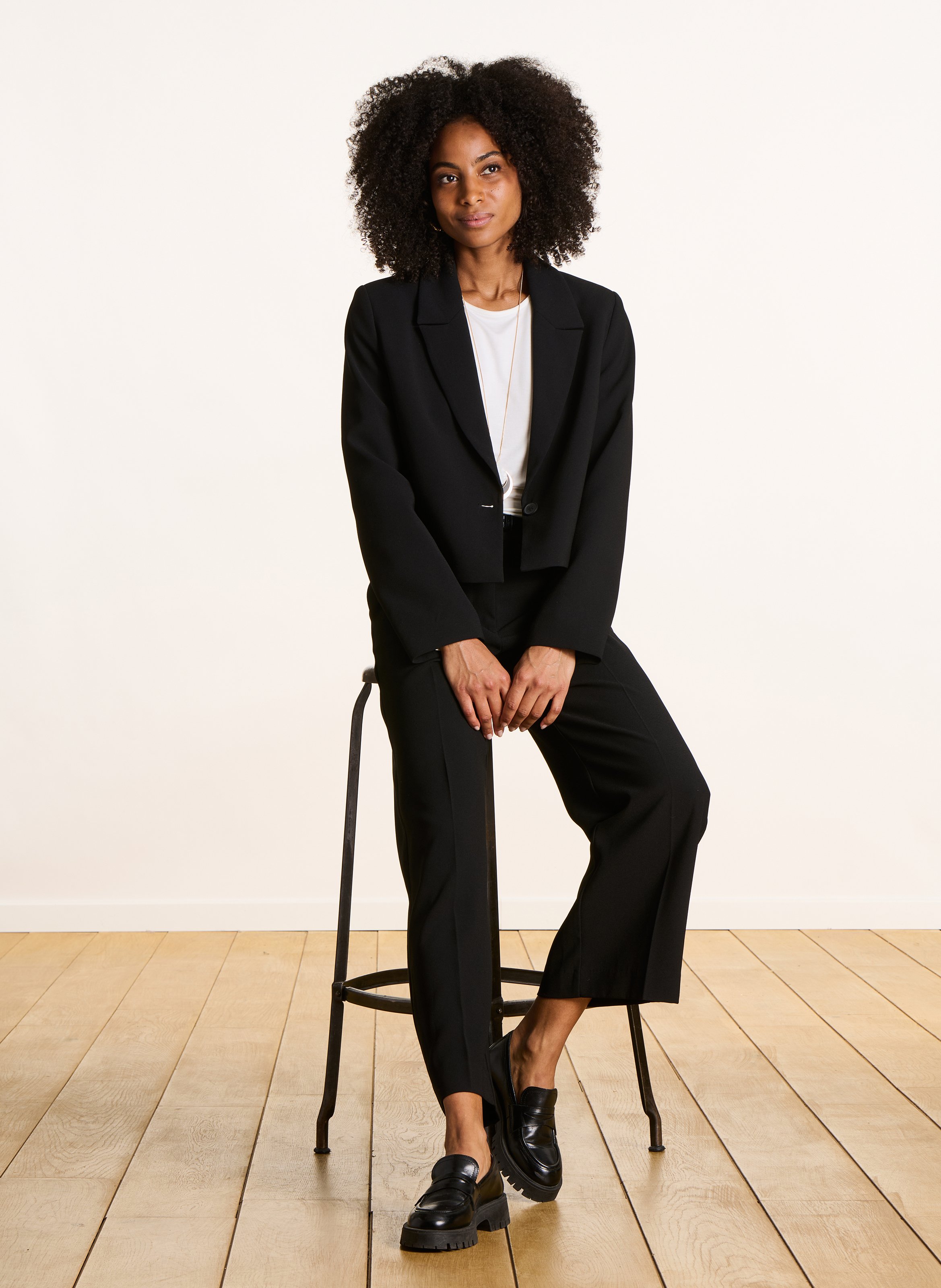 Cotton-blend cardigan with tailored collar LA FEE MARABOUTEE Black