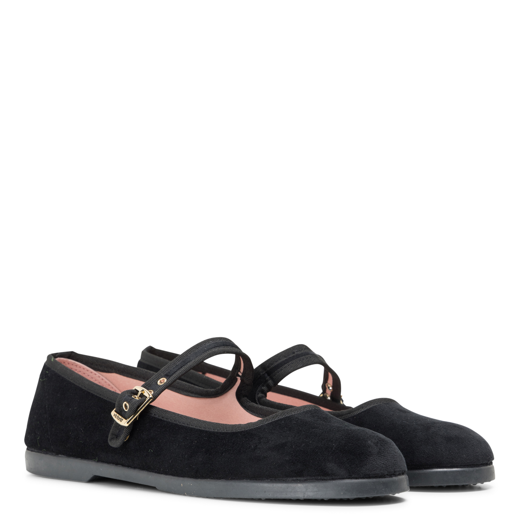 Solid velvet ballerina flats VICTORIA Black