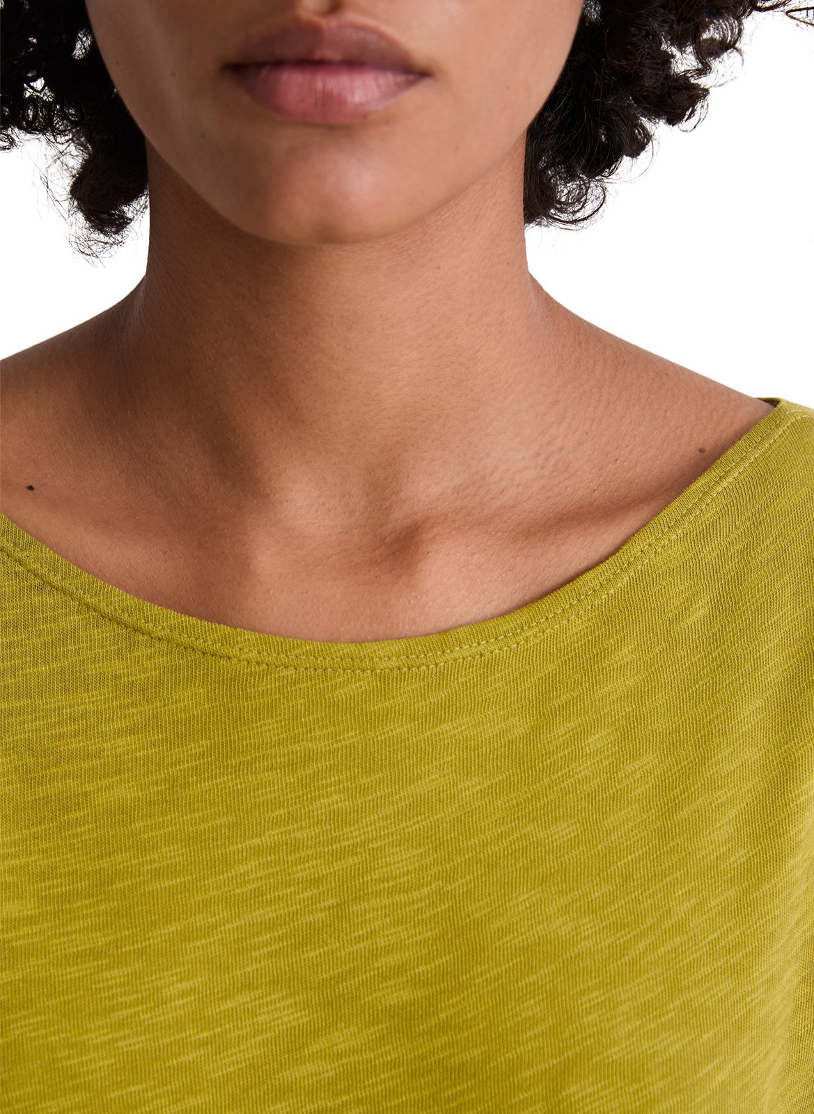 Camiseta de algodón flameado con cuello de barco MARC O'POLO Amarillo