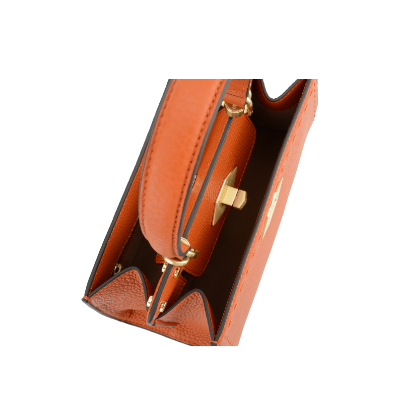 Handbag - cowhide leather POURCHET Orange