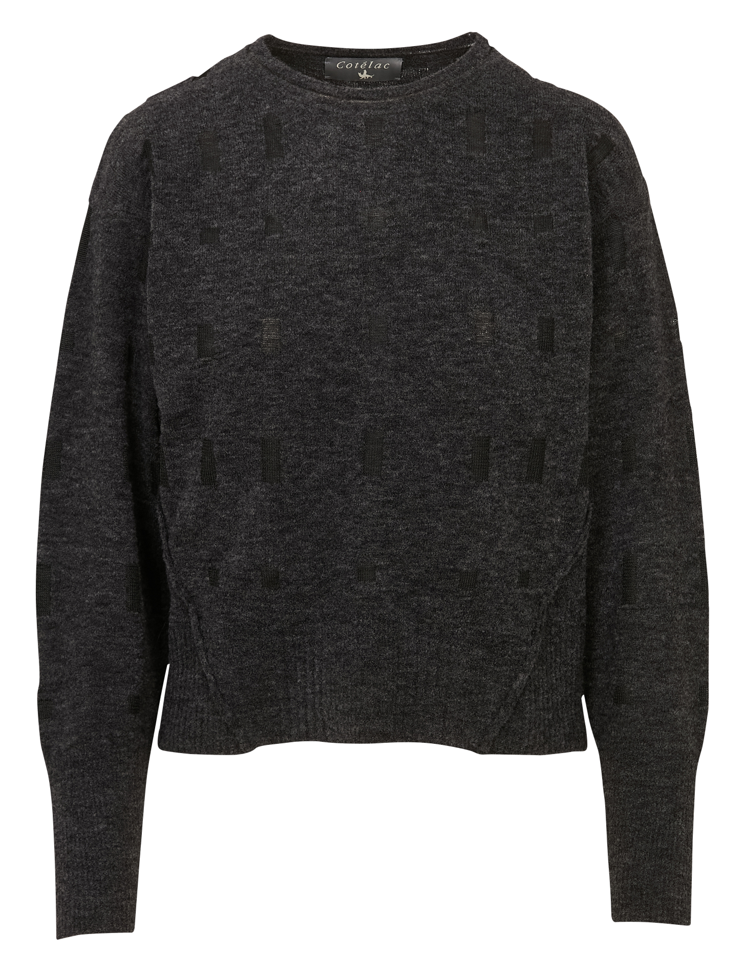 Pull droit col rond en laine mélangée COTELAC Noir