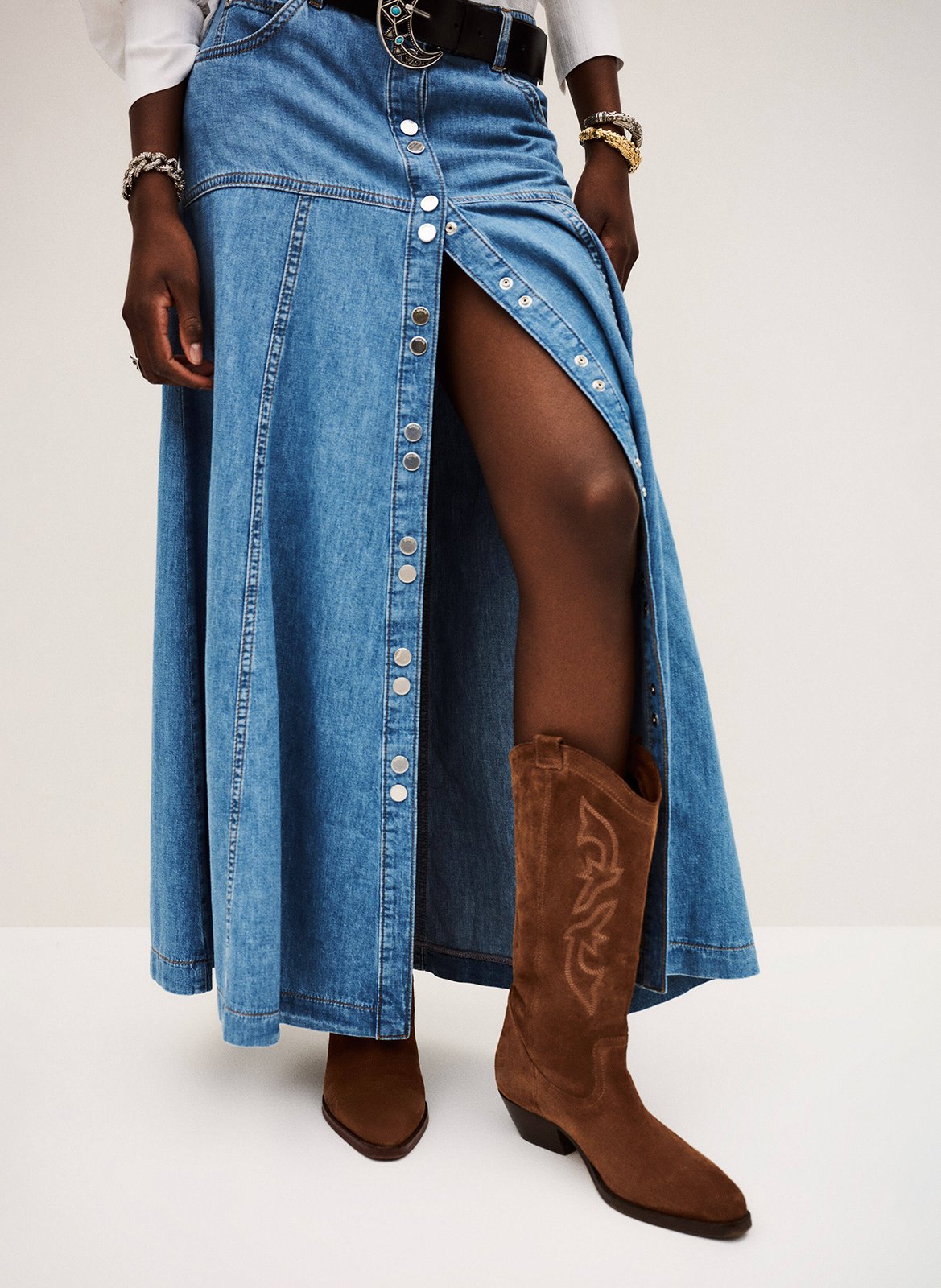 Bottines à broderies en cuir  BA&SH Marron