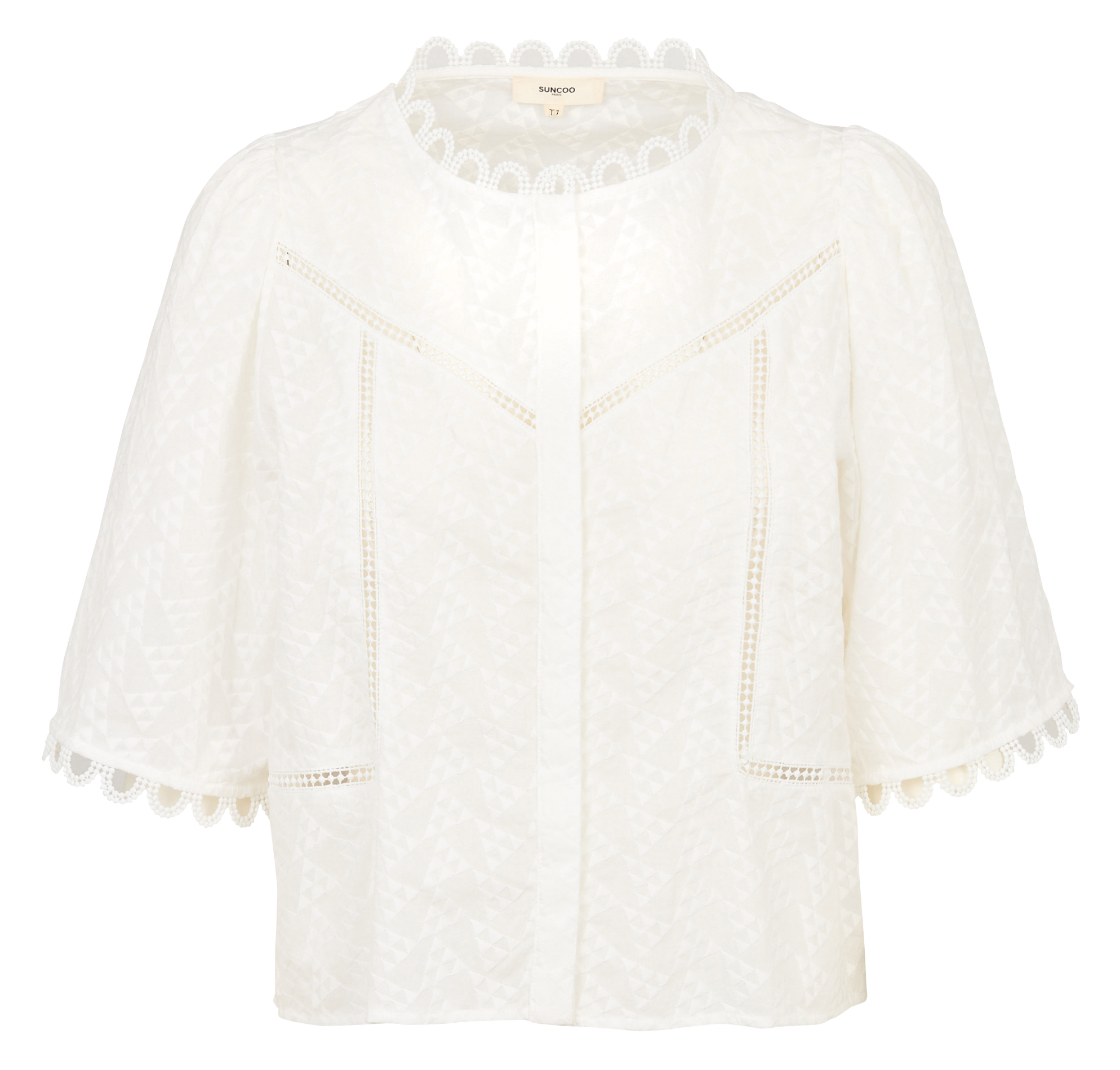 Baumwollbluse mit Rundhalsausschnitt SUNCOO Weiss