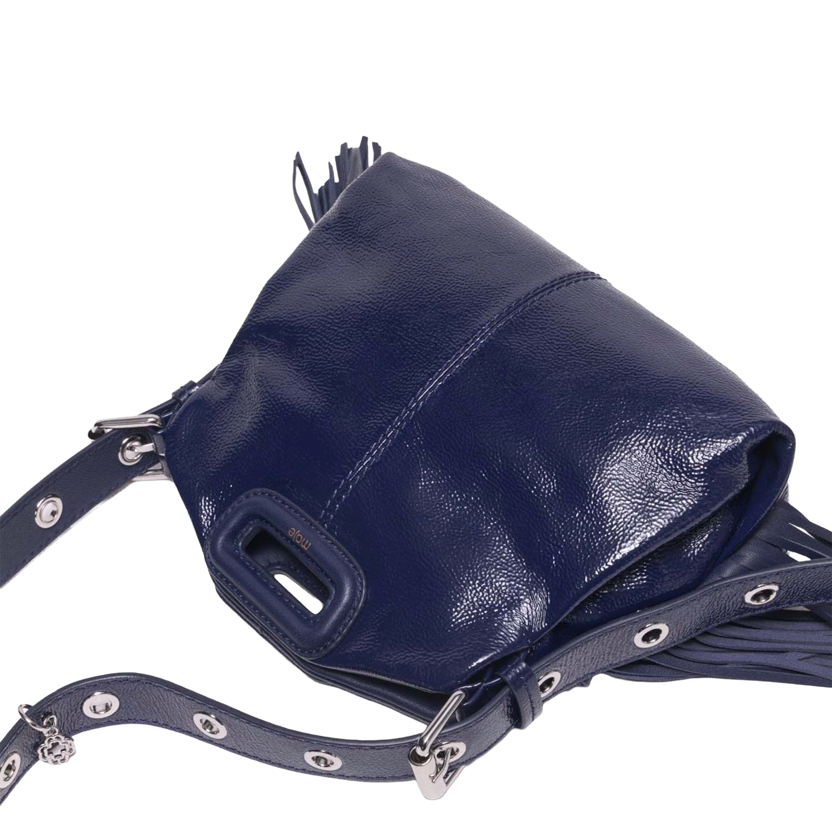 Leren schoudertas met franje MAJE Beige