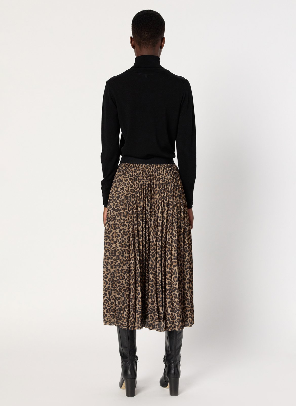 Jupe évasée plissée léopard GERARD DAREL Marron