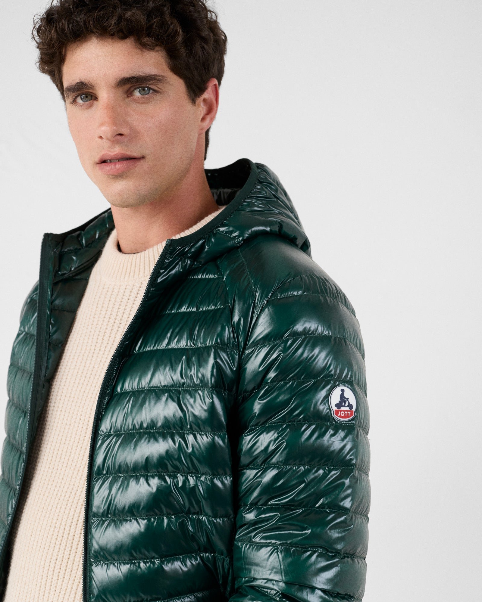 Shiny forest nico light hooded puffer coat JOTT Green