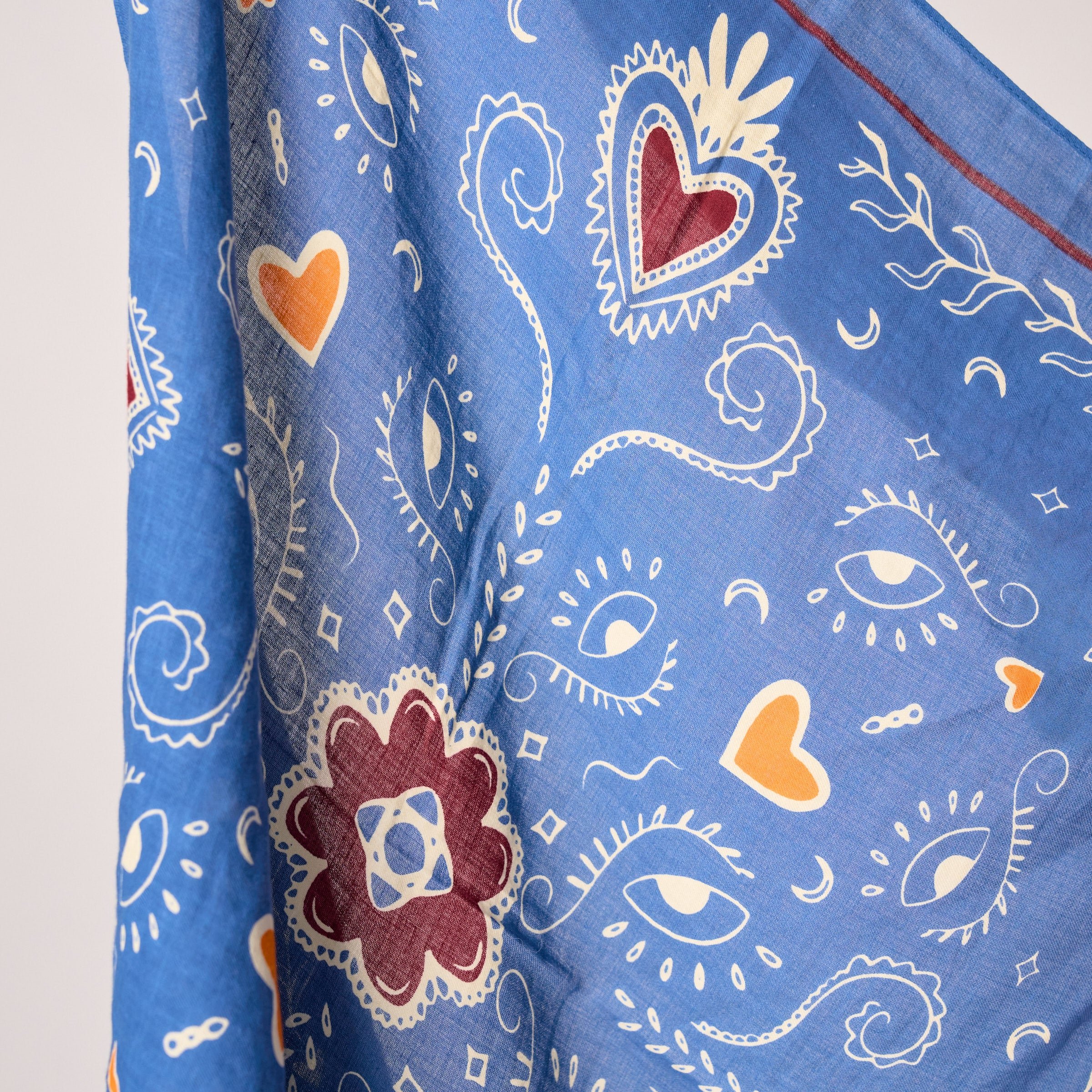 Small organic cotton scarf Lise BILLYBELT Blue