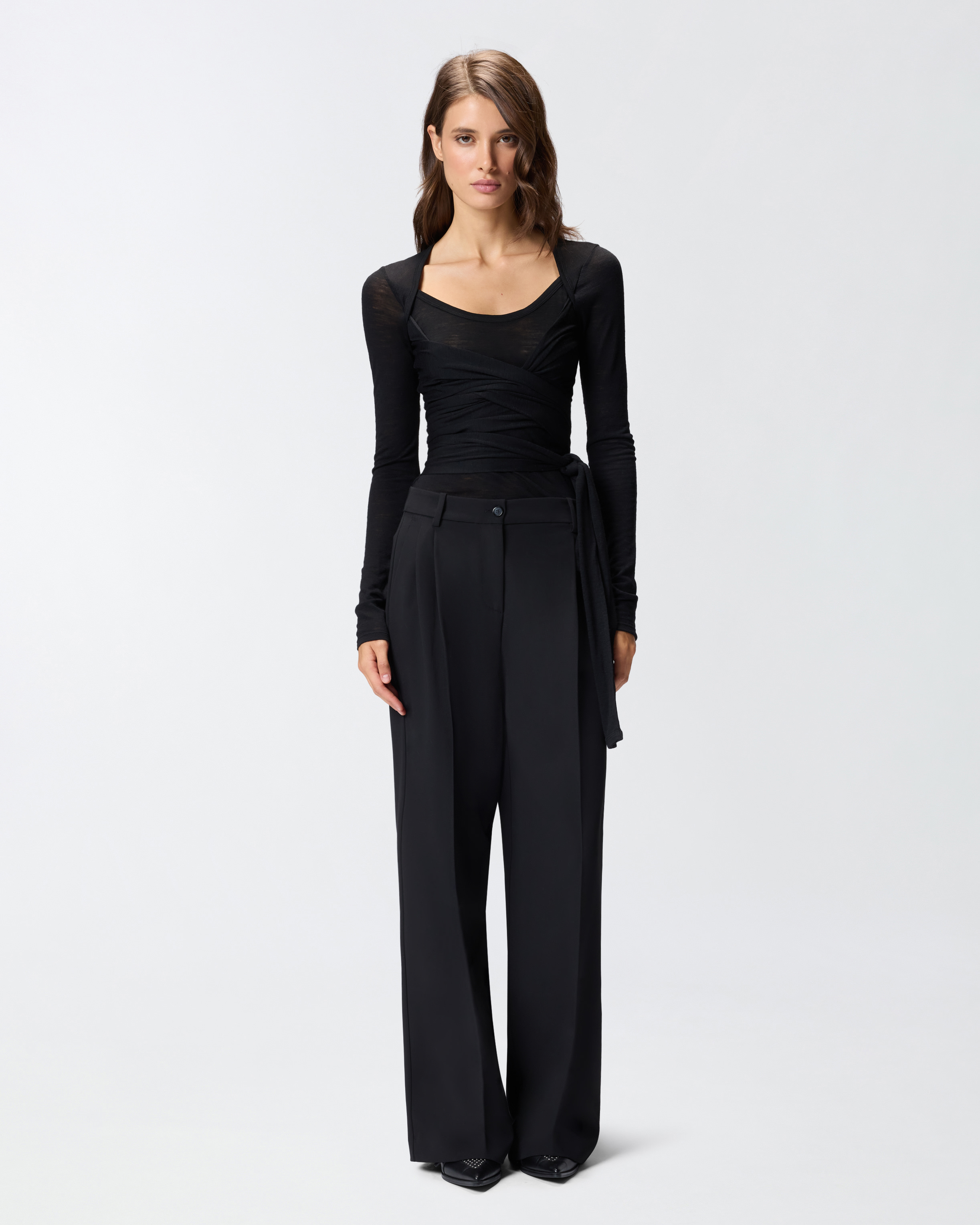 T-shirt with knotted effect in blended wool PINKO Black